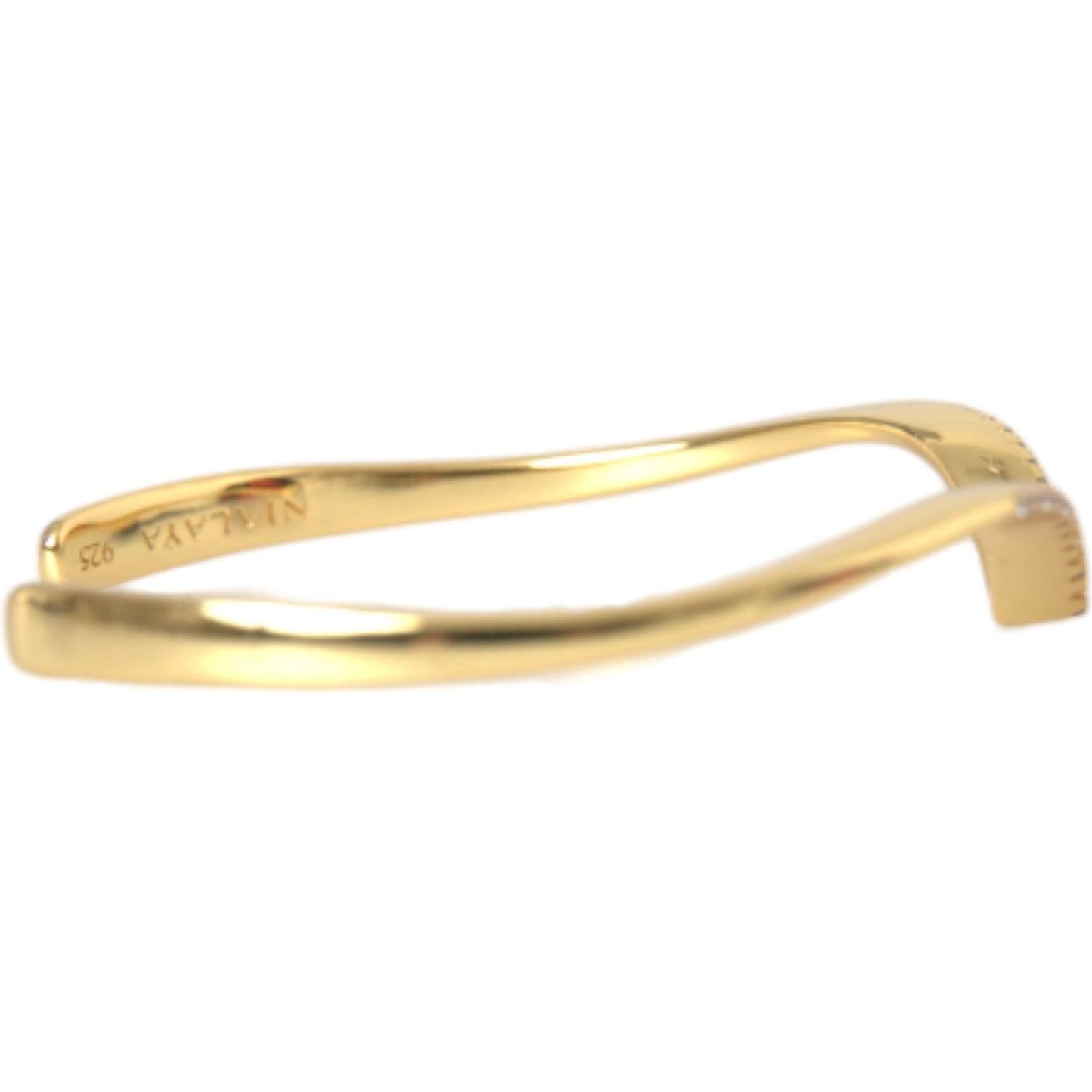 Nialaya Arched Wing Cuff Skyfall Gold CZ 925 Bracelet Bracelet Nialaya Tan