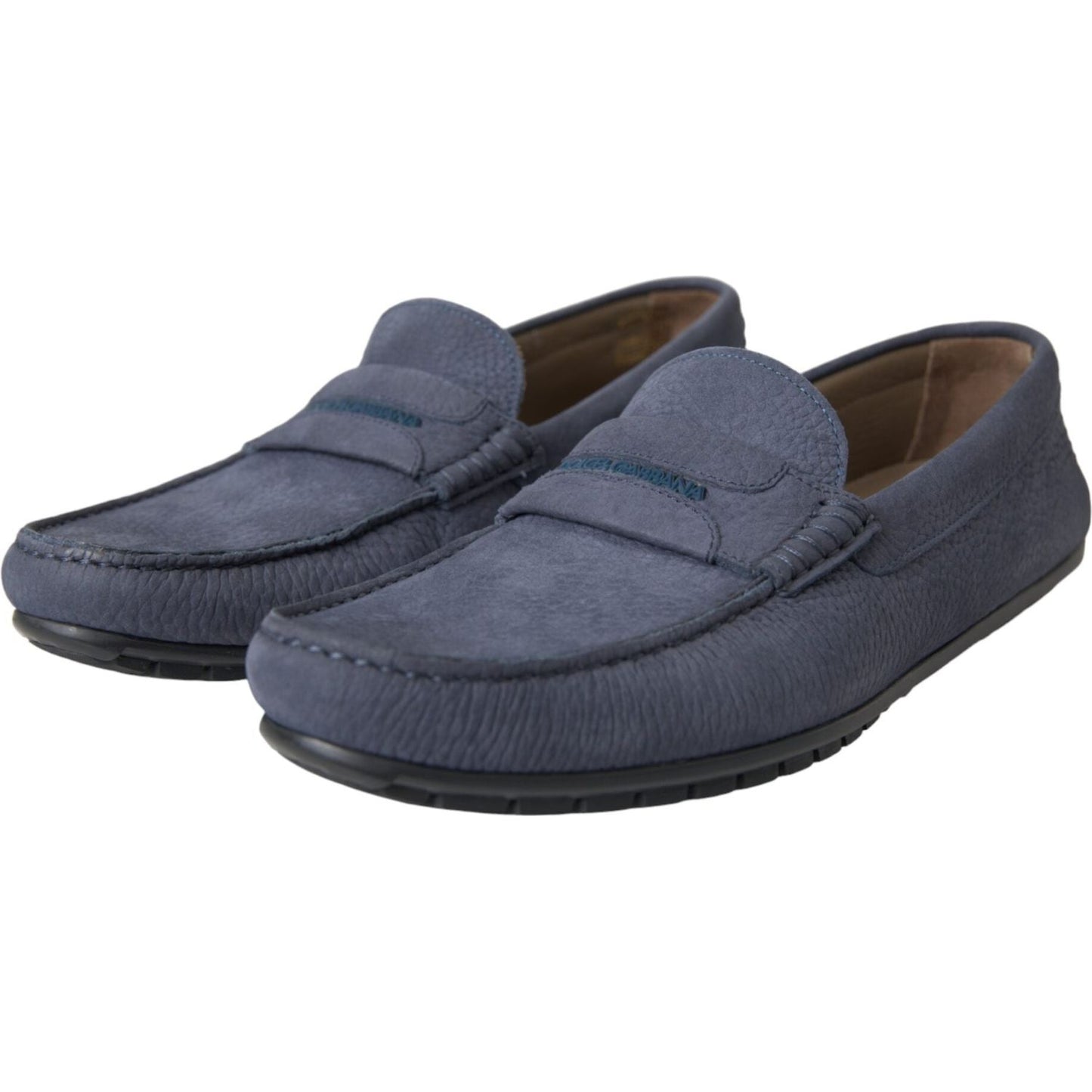 Dolce & Gabbana Blue Calf Leather Slip On Moccasin Shoes Dolce & Gabbana Dark Slate Gray