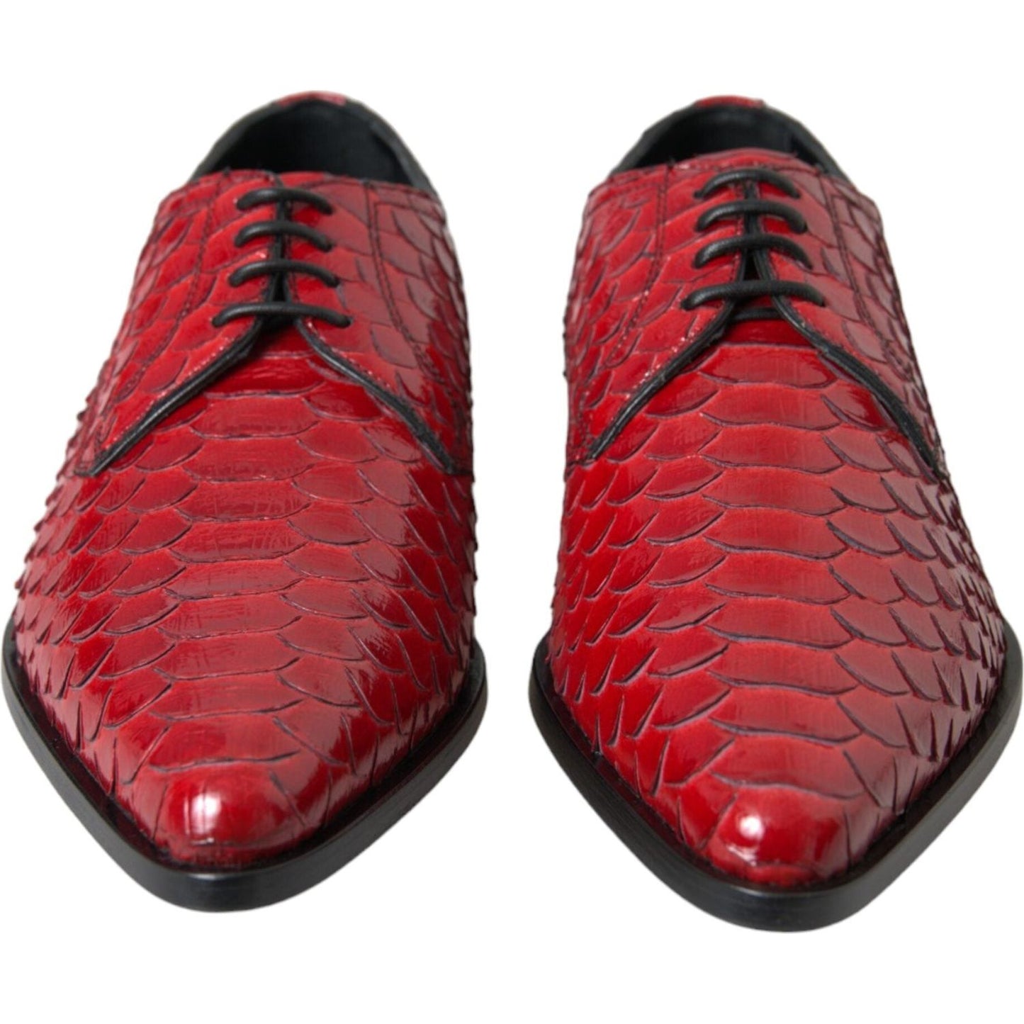 Dolce & Gabbana Red Textured Varnished Derby Men Formal Shoes Dolce & Gabbana Brown