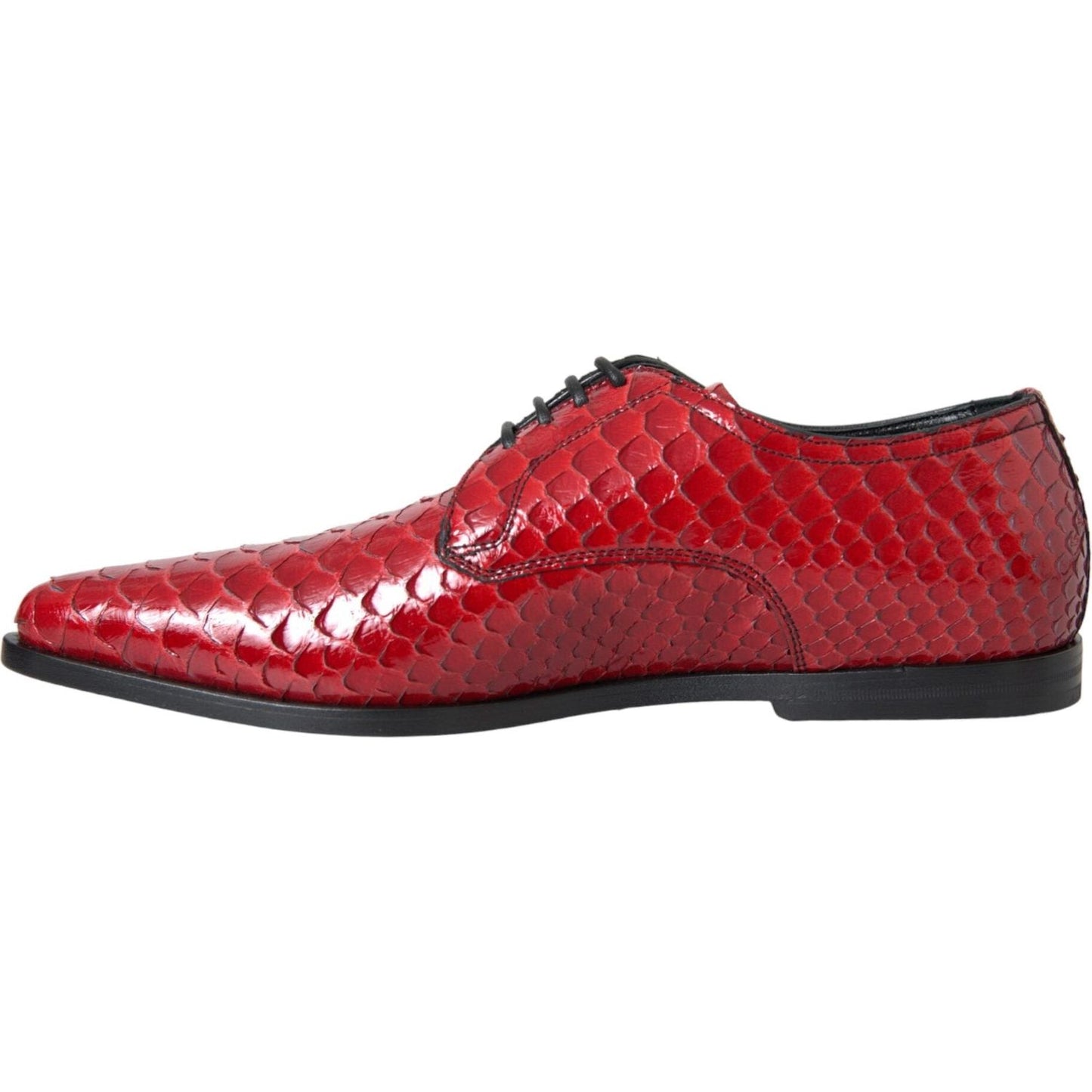 Dolce & Gabbana Red Textured Varnished Derby Men Formal Shoes Dolce & Gabbana Brown