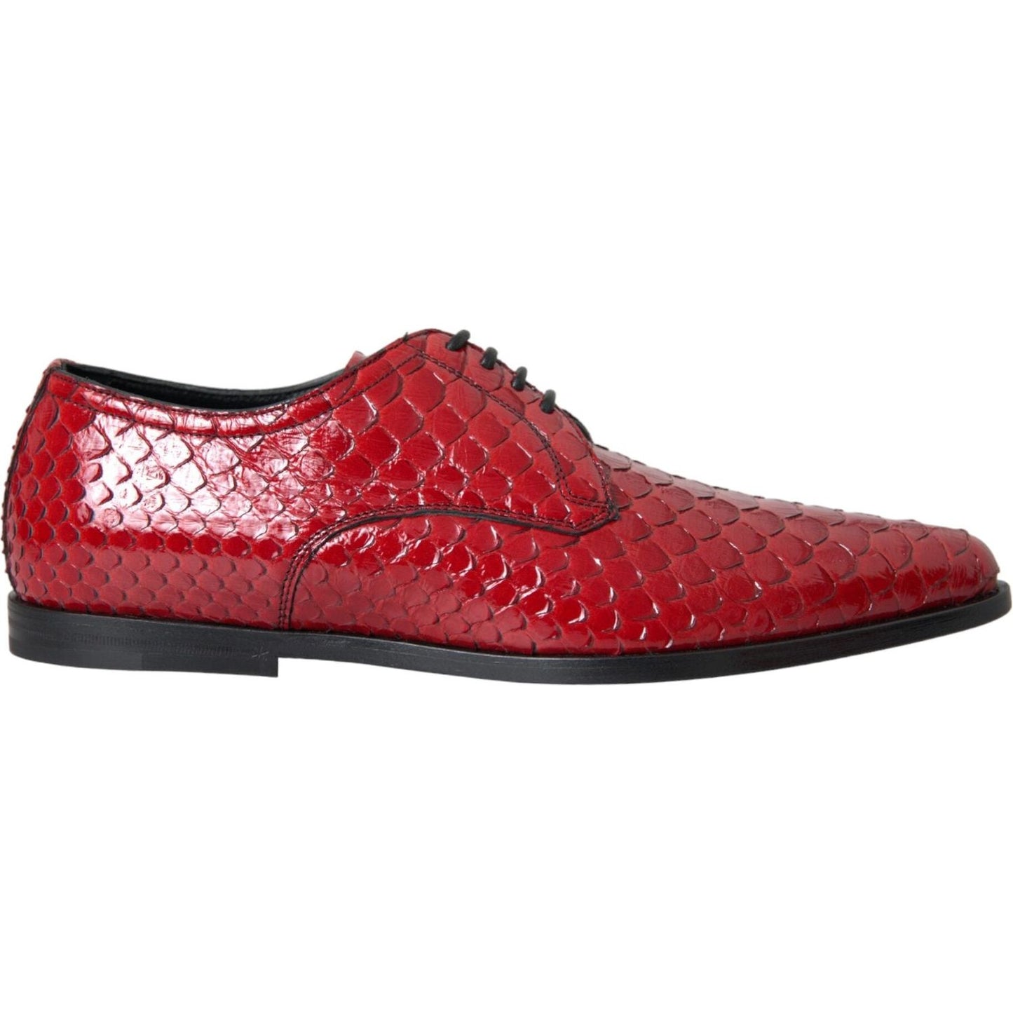 Dolce & Gabbana Red Textured Varnished Derby Men Formal Shoes Dolce & Gabbana Brown