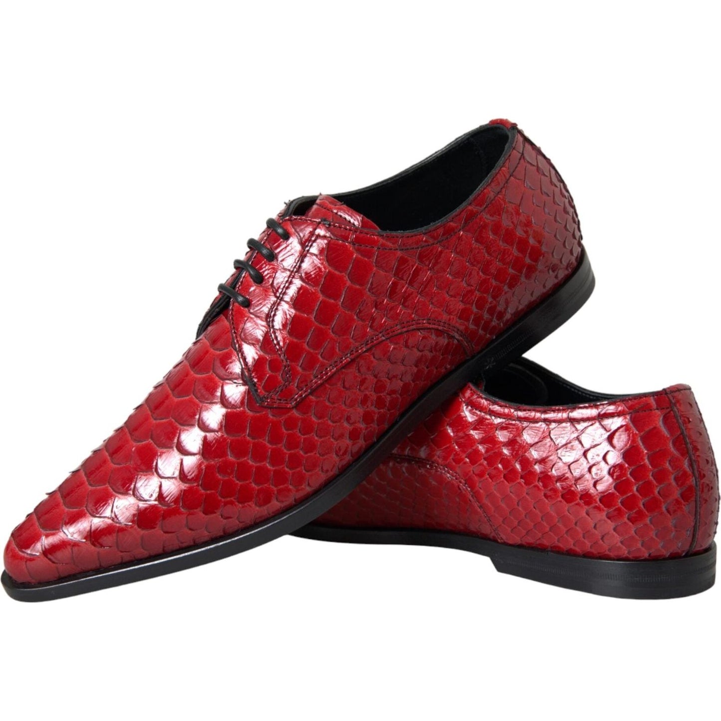 Dolce & Gabbana Red Textured Varnished Derby Men Formal Shoes Dolce & Gabbana Brown