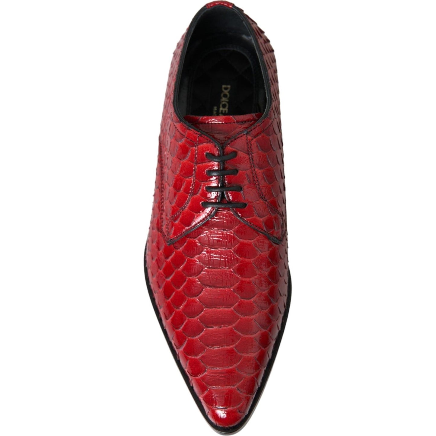 Dolce & Gabbana Red Textured Varnished Derby Men Formal Shoes Dolce & Gabbana Brown