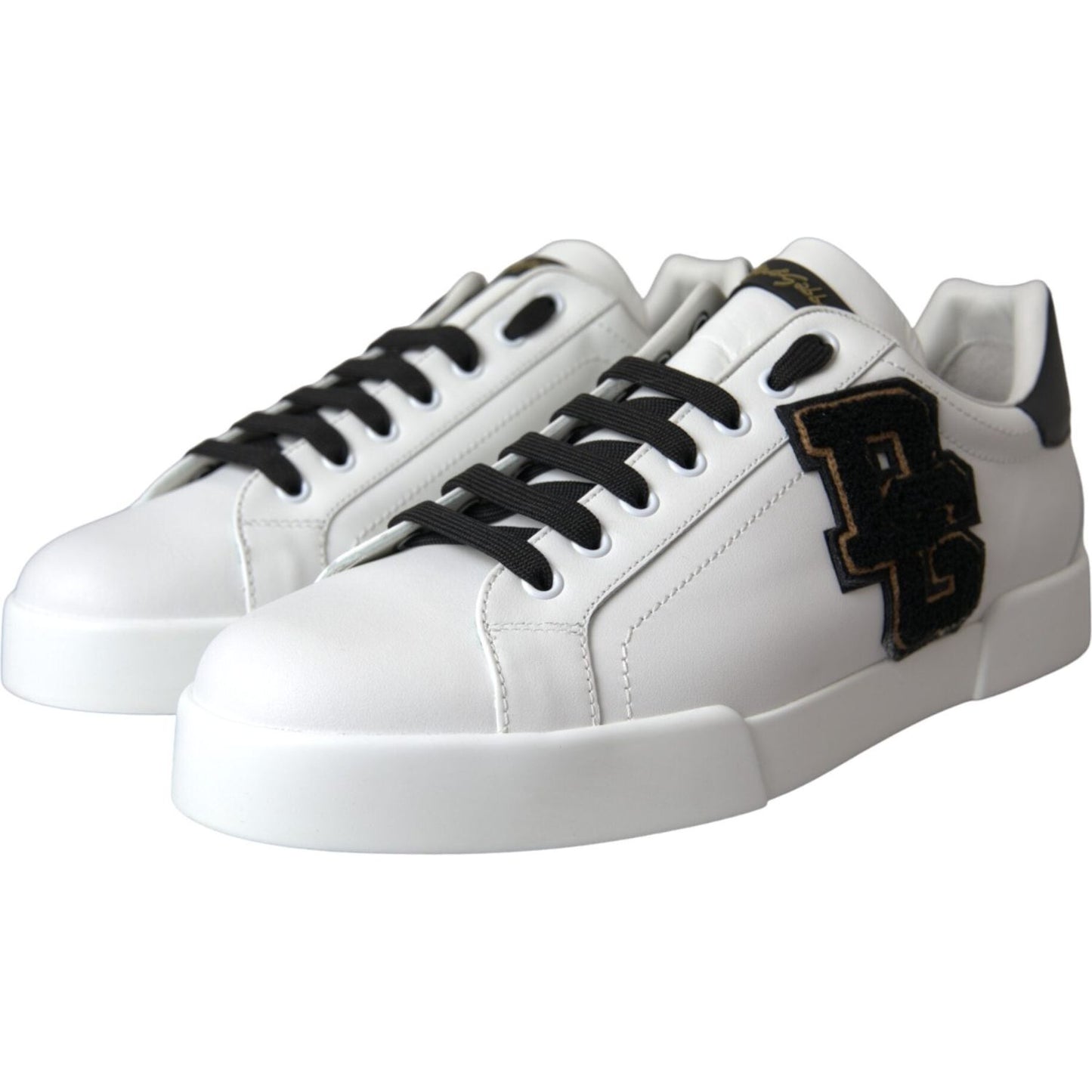 Dolce & Gabbana White Leather DG Logo Casual Low Top Sneakers Shoes Dolce & Gabbana Light Gray