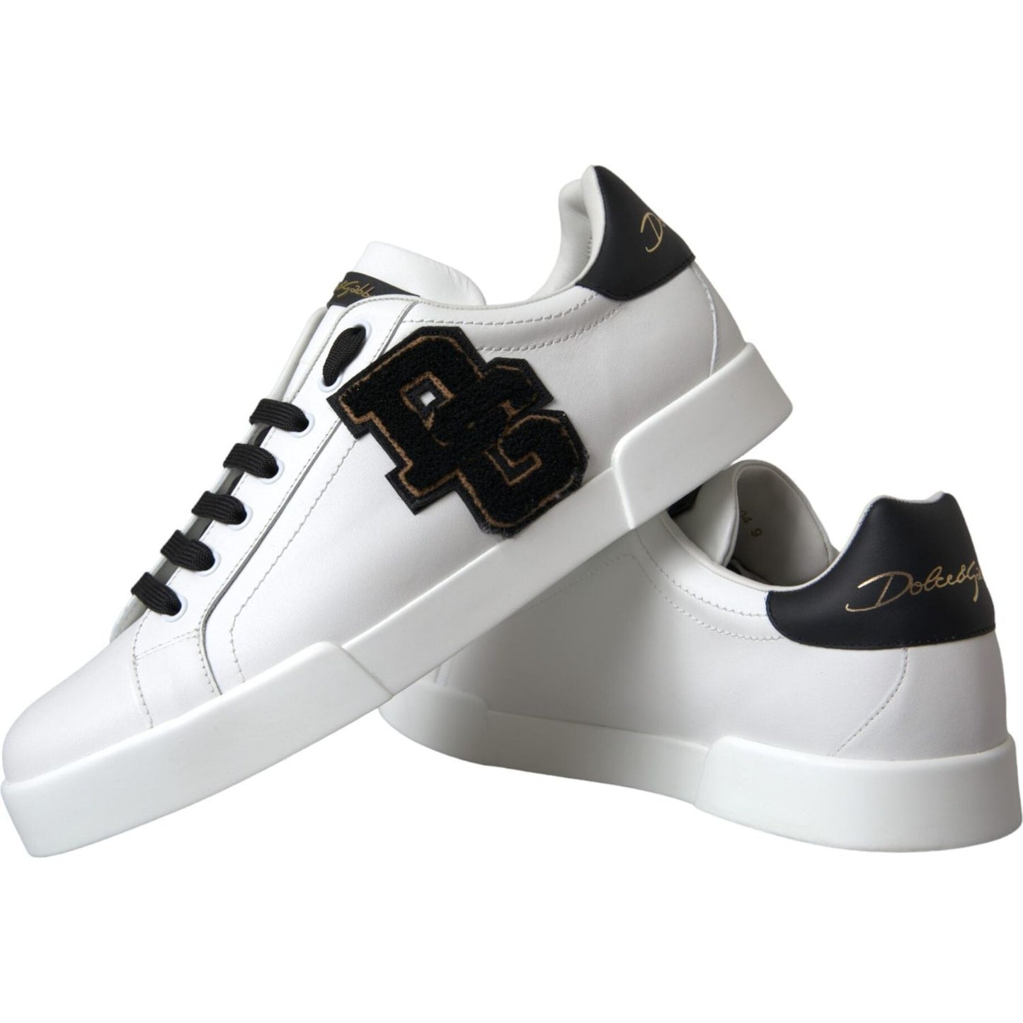 Dolce & Gabbana White Leather DG Logo Casual Low Top Sneakers Shoes Dolce & Gabbana Light Gray