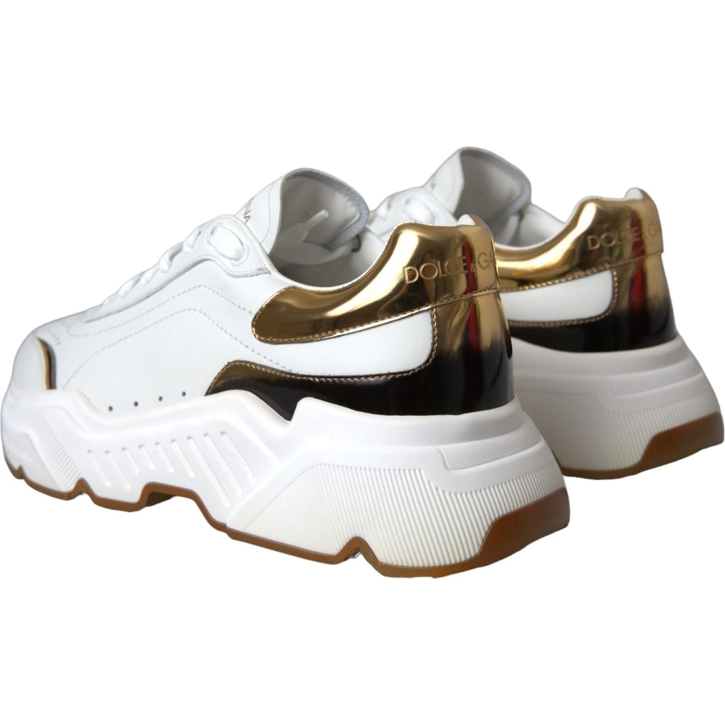 Dolce & Gabbana White Gold DAYMASTER Leather Sneakers Shoes Dolce & Gabbana Light Gray
