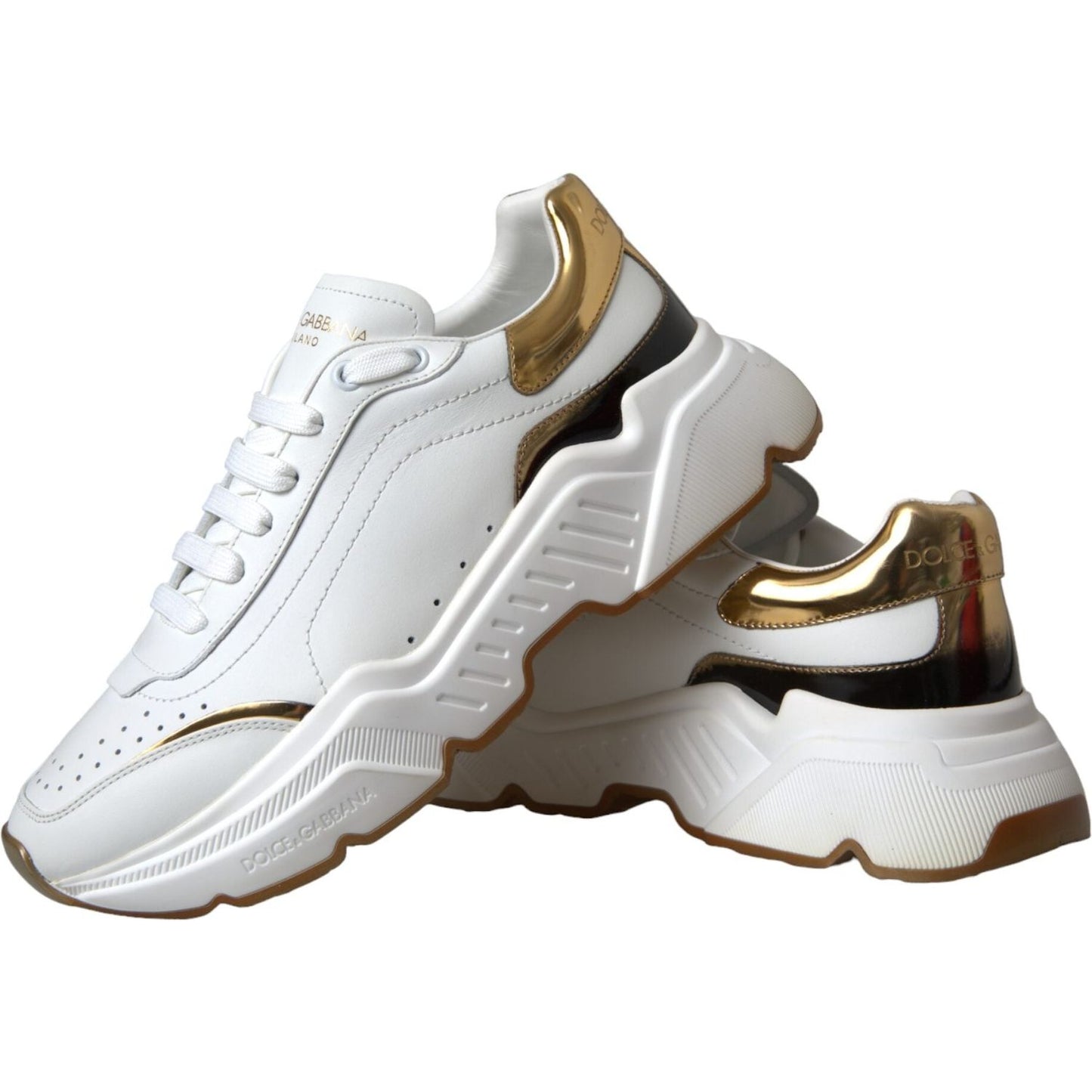 Dolce & Gabbana White Gold DAYMASTER Leather Sneakers Shoes Dolce & Gabbana Light Gray