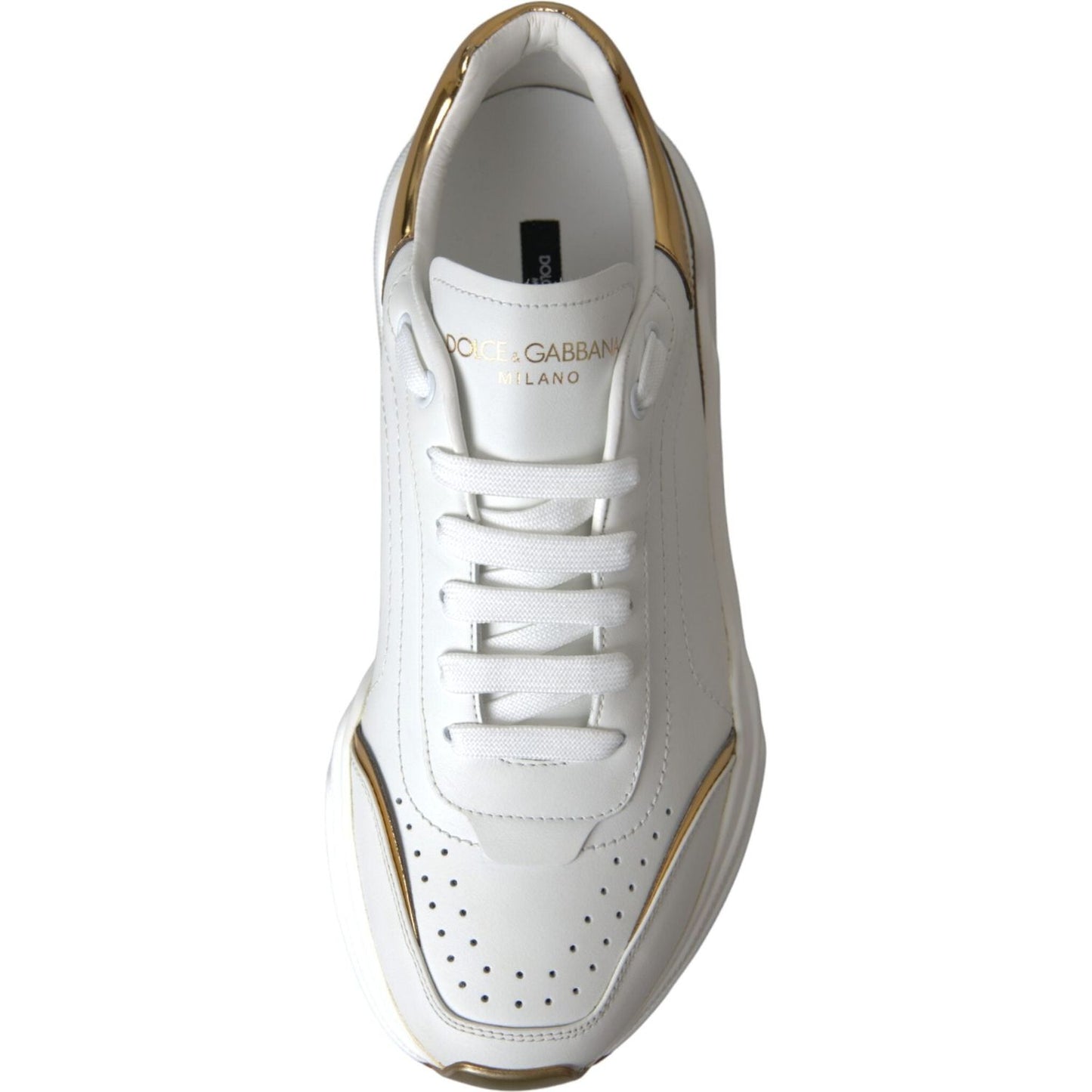 Dolce & Gabbana White Gold DAYMASTER Leather Sneakers Men Shoes Dolce & Gabbana Light Gray