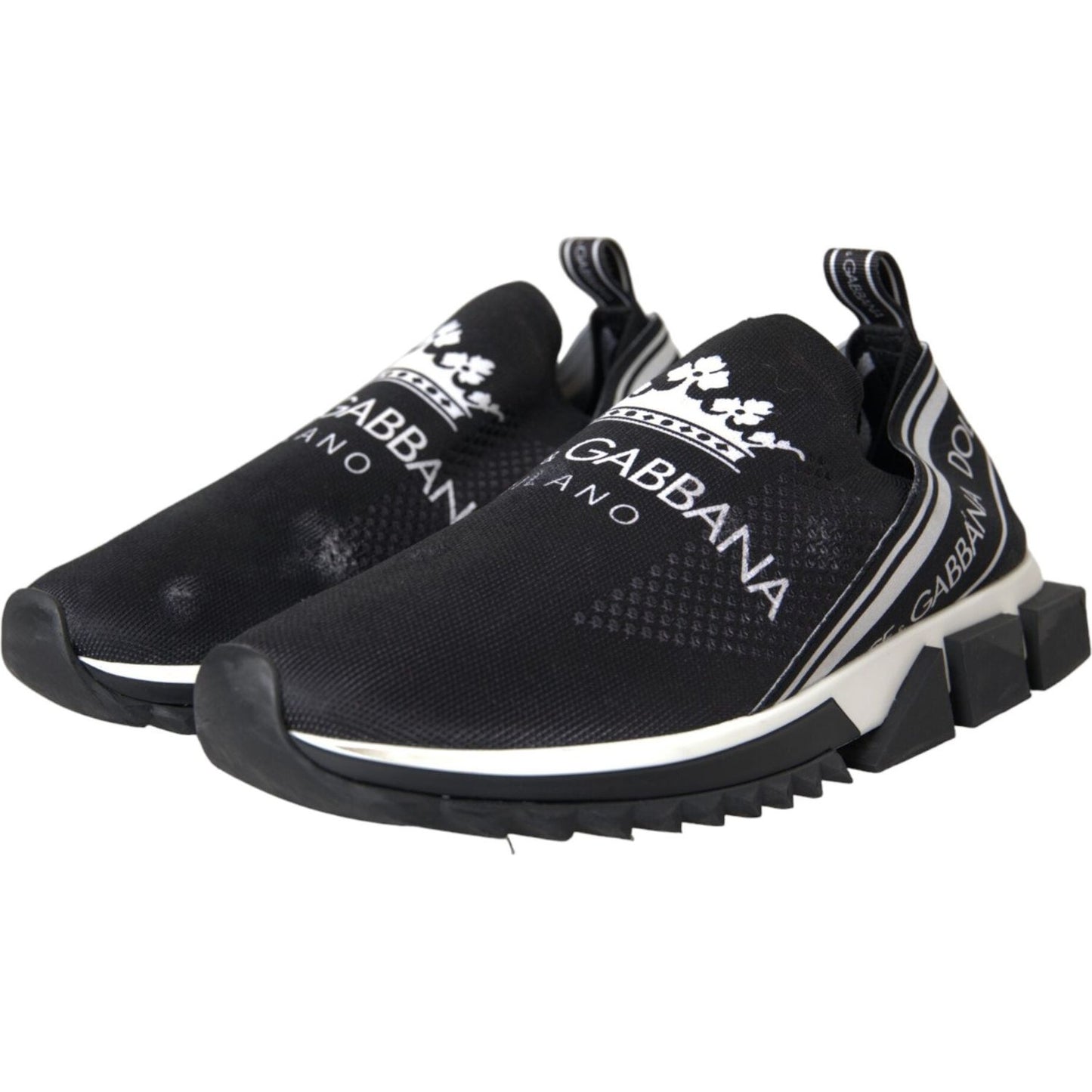 Dolce & Gabbana Black White Sorrento Slip On Sneakers Shoes Dolce & Gabbana Dark Slate Gray