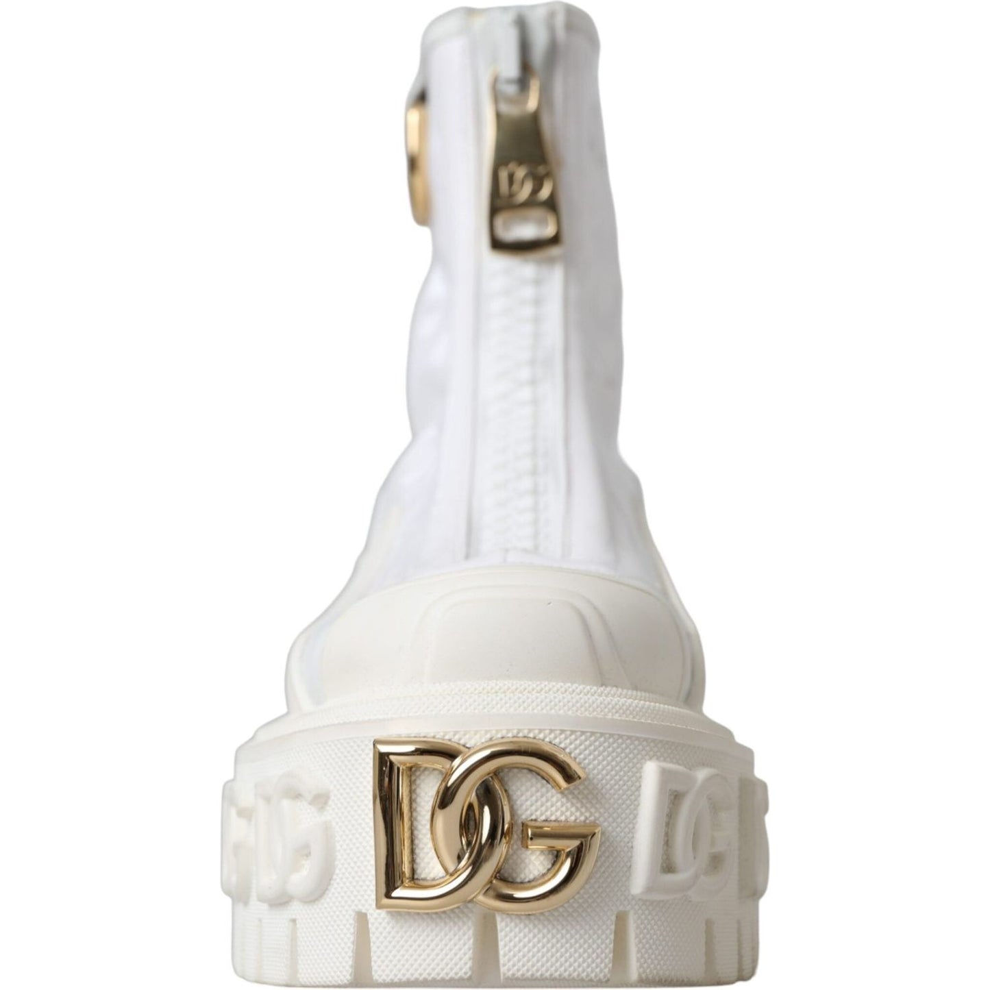 Dolce & Gabbana White Leather Rubber Logo Ankle Boots Shoes Dolce & Gabbana Light Gray