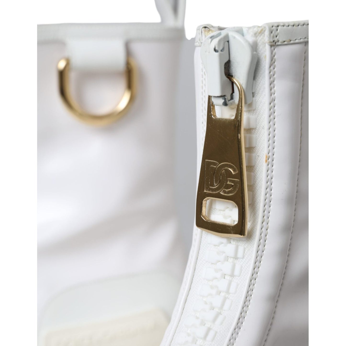 Dolce & Gabbana White Leather Rubber Logo Ankle Boots Shoes Dolce & Gabbana Light Gray