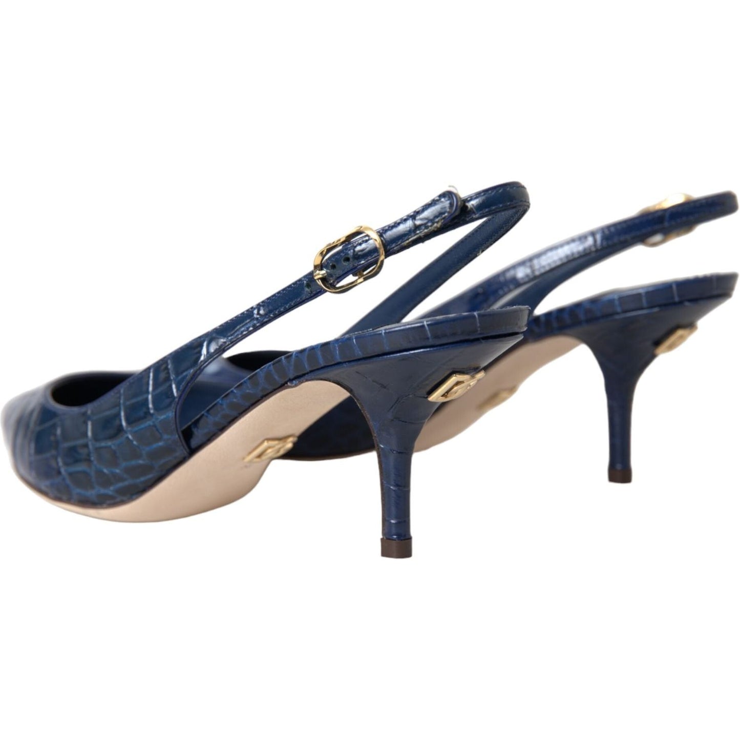 Dolce & Gabbana Dark Blue Croc Leather Slingbacks Shoes Dolce & Gabbana Dark Slate Gray