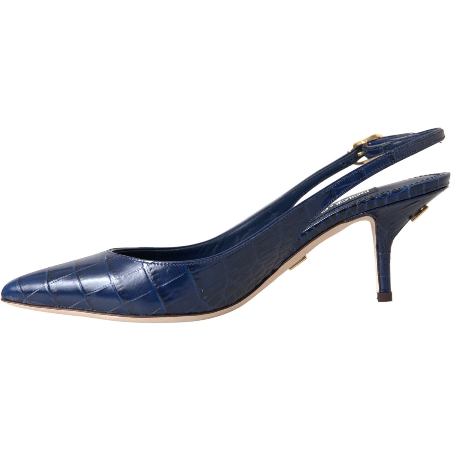 Dolce & Gabbana Dark Blue Croc Leather Slingbacks Shoes Dolce & Gabbana Dark Slate Gray