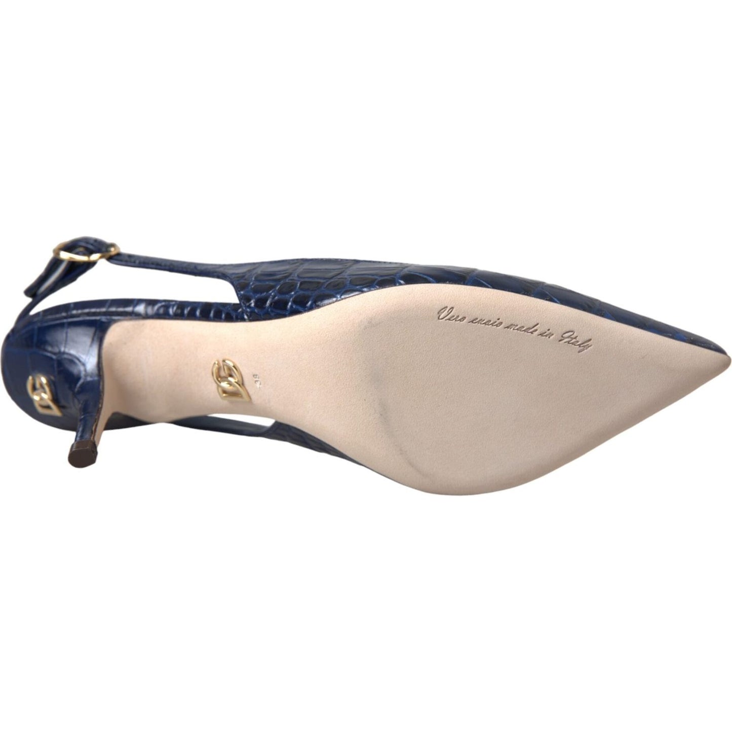 Dolce & Gabbana Dark Blue Croc Leather Slingbacks Shoes Dolce & Gabbana Dark Gray