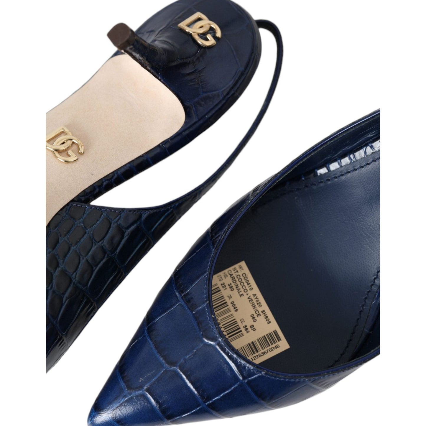 Dolce & Gabbana Dark Blue Croc Leather Slingbacks Shoes Dolce & Gabbana Dark Slate Gray