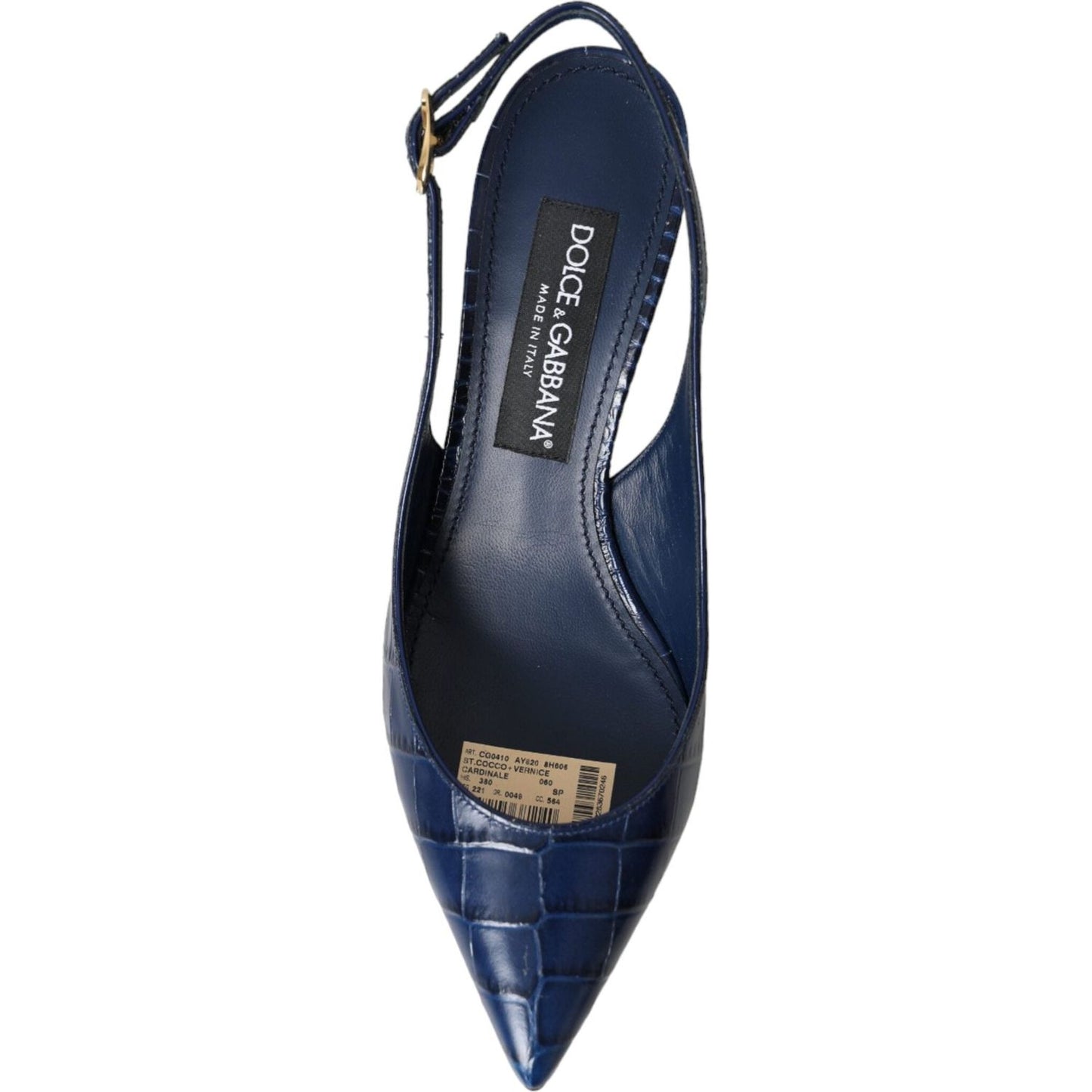 Dolce & Gabbana Dark Blue Croc Leather Slingbacks Shoes Dolce & Gabbana Dark Slate Gray