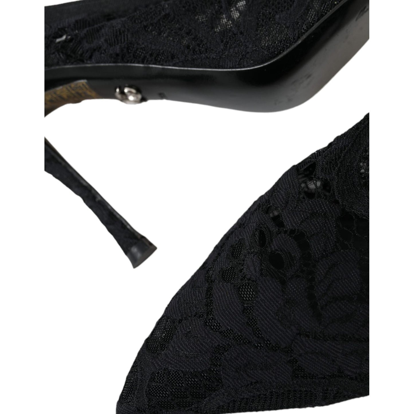 Dolce & Gabbana Black Lace Stretch Heels Slingbacks Shoes Dolce & Gabbana Black