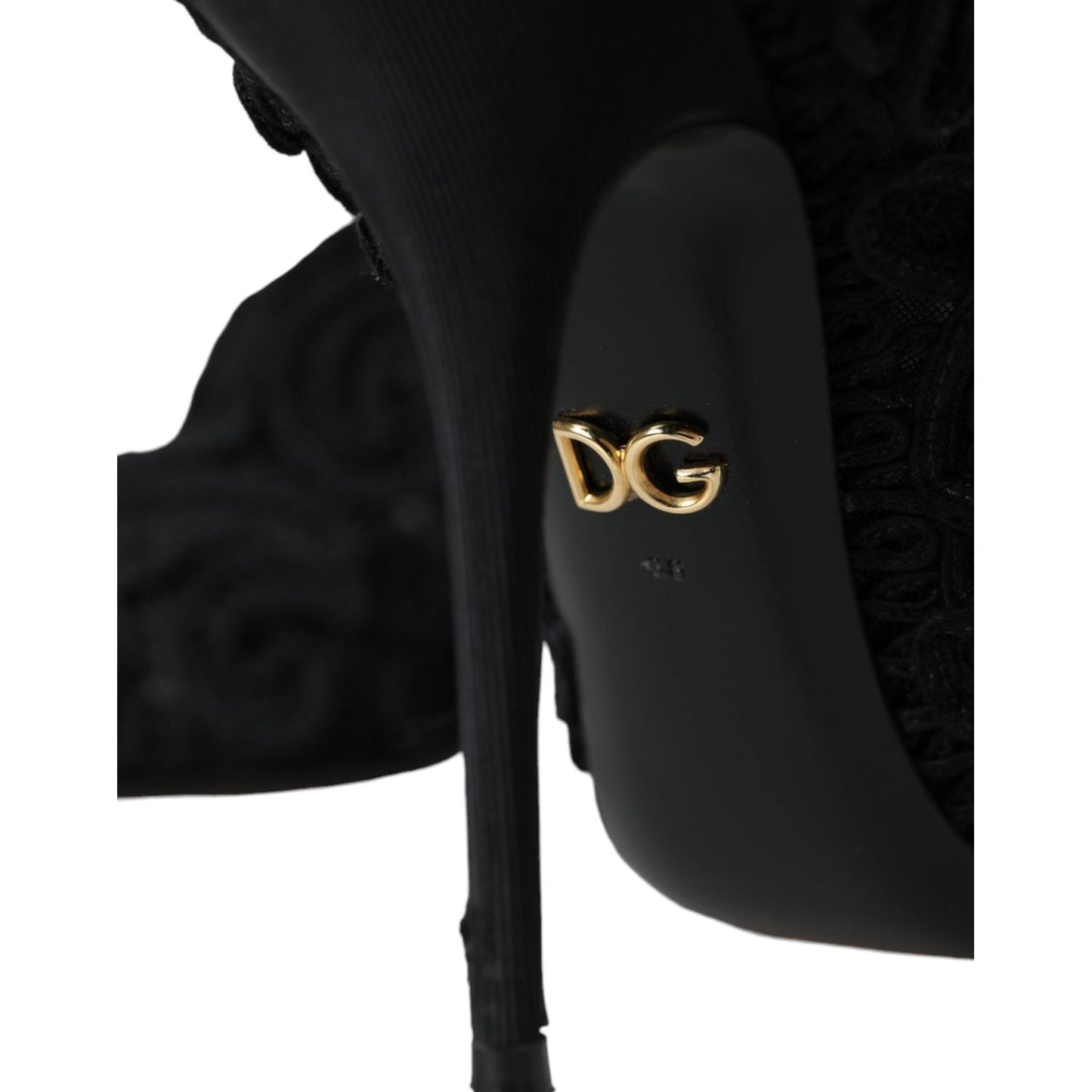 Dolce & Gabbana Black Cordonetto Ricamo Pump Open Toe Shoes Dolce & Gabbana Black