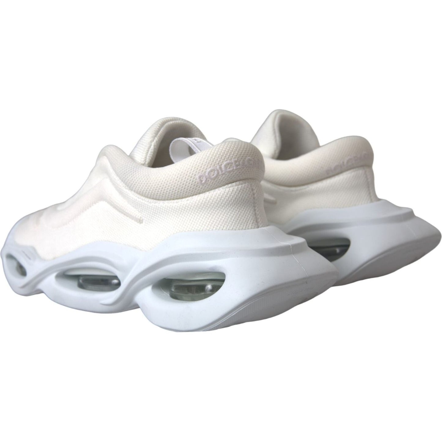 Dolce & Gabbana White Padded Fabric Wave Low Top Sneakers Shoes Dolce & Gabbana Light Gray