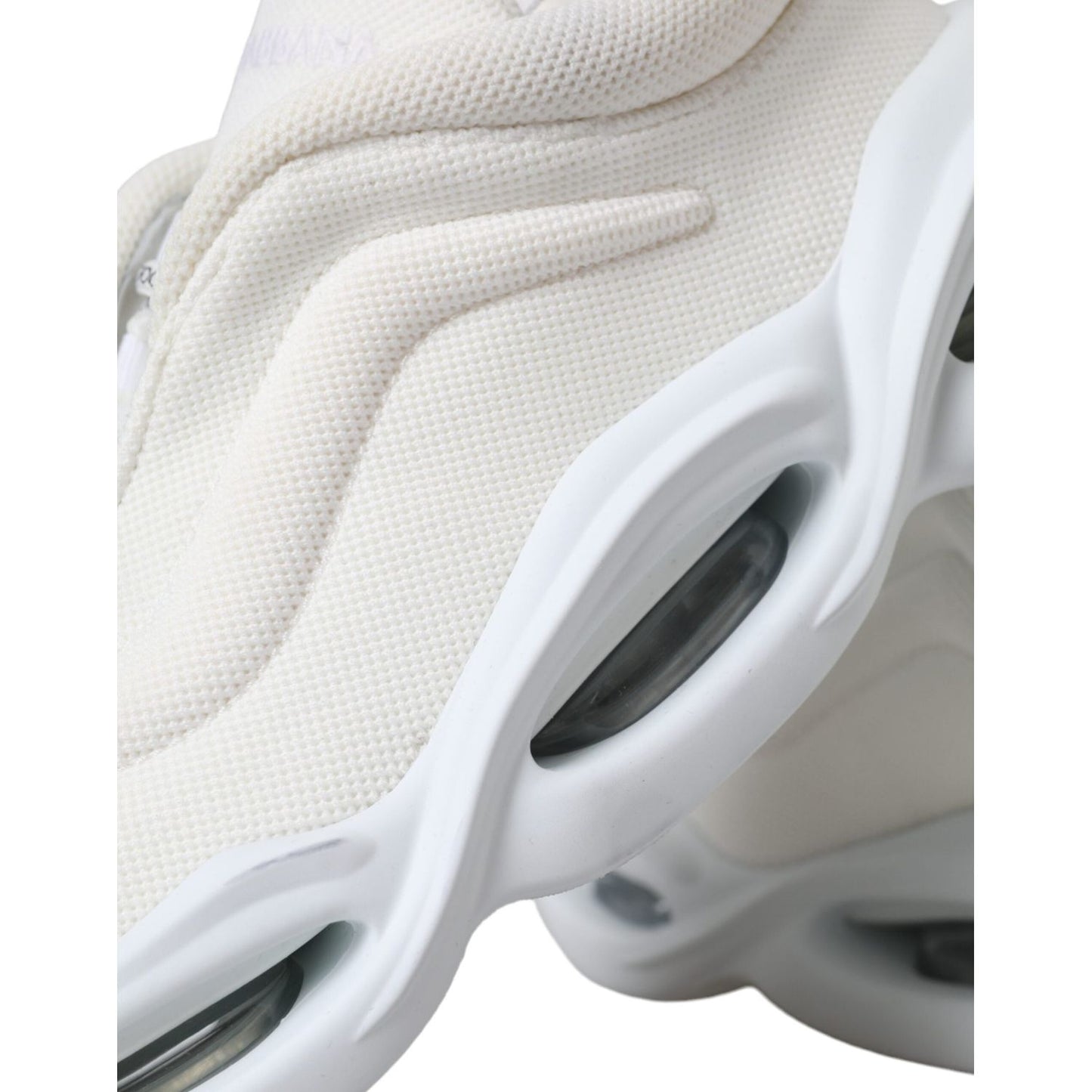 Dolce & Gabbana White Padded Fabric Wave Low Top Sneakers Shoes Dolce & Gabbana Light Gray