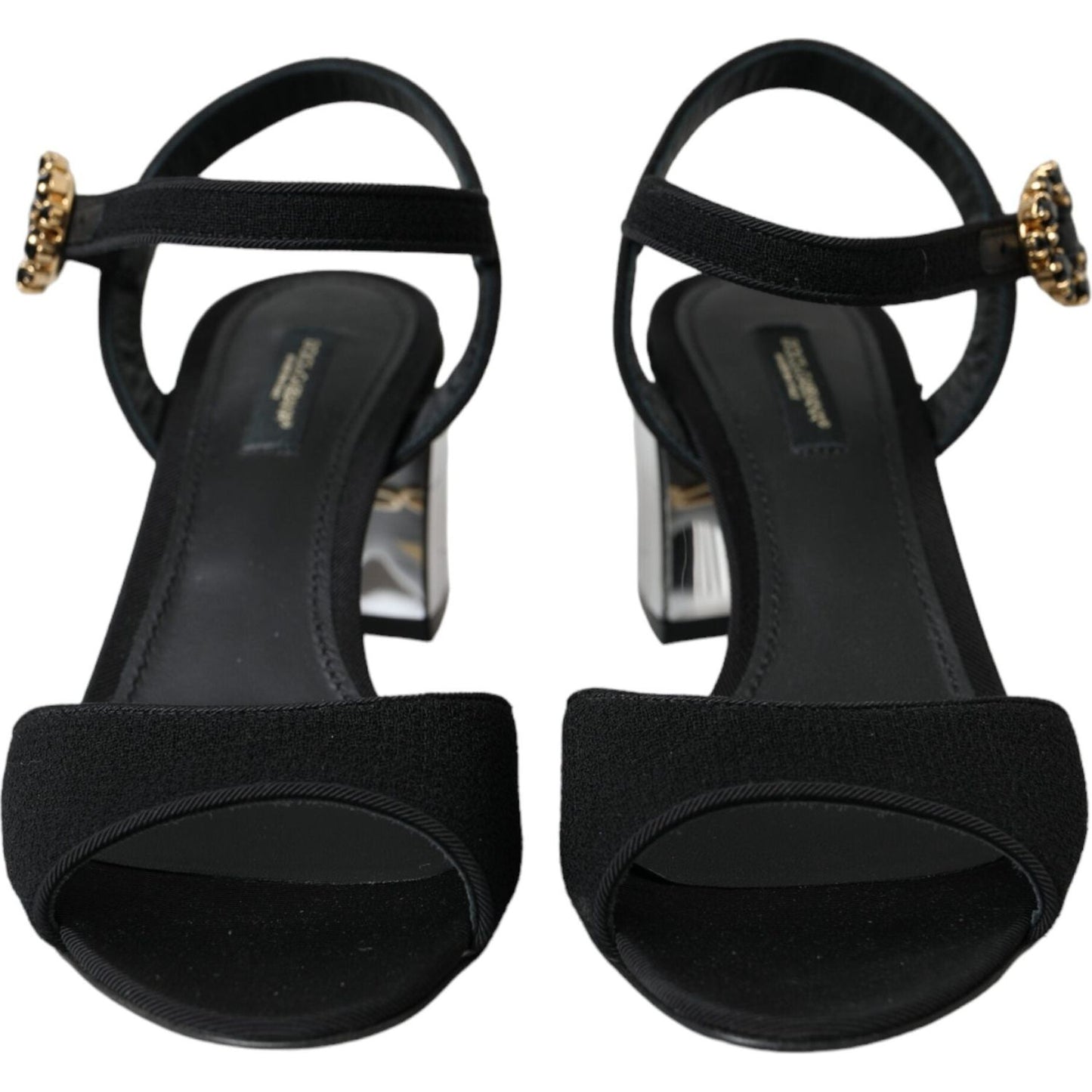 Dolce & Gabbana Black Crystal Ankle Strap Keira Sandal Shoes Dolce & Gabbana Black