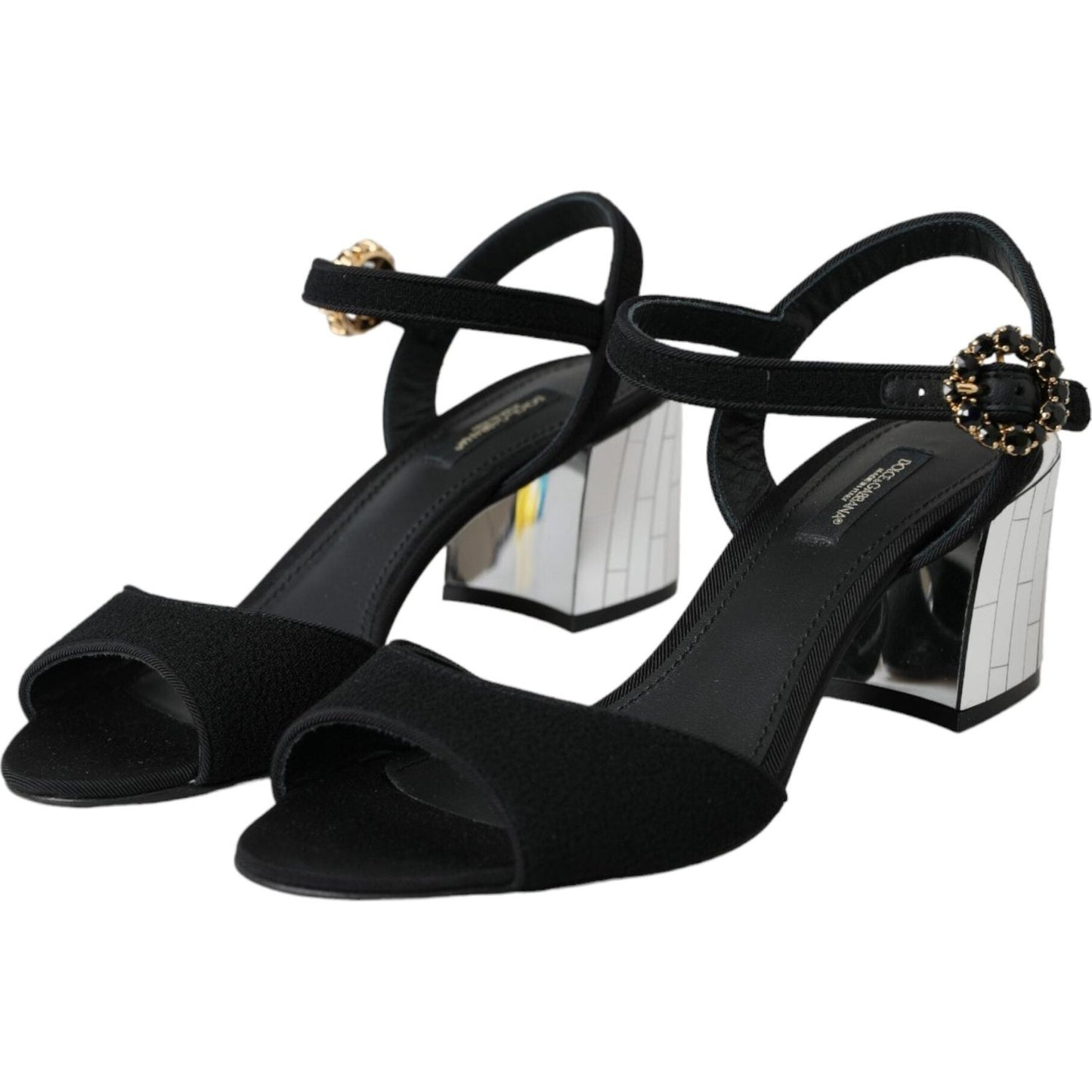 Dolce & Gabbana Black Crystal Ankle Strap Keira Sandal Shoes Dolce & Gabbana Black