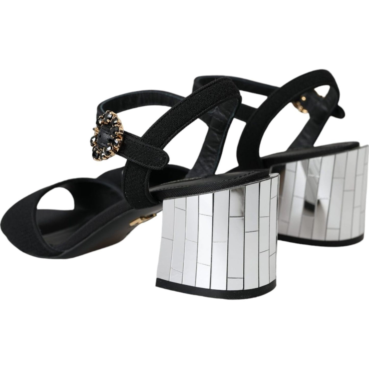 Dolce & Gabbana Black Crystal Ankle Strap Keira Sandal Shoes Dolce & Gabbana Dark Slate Gray