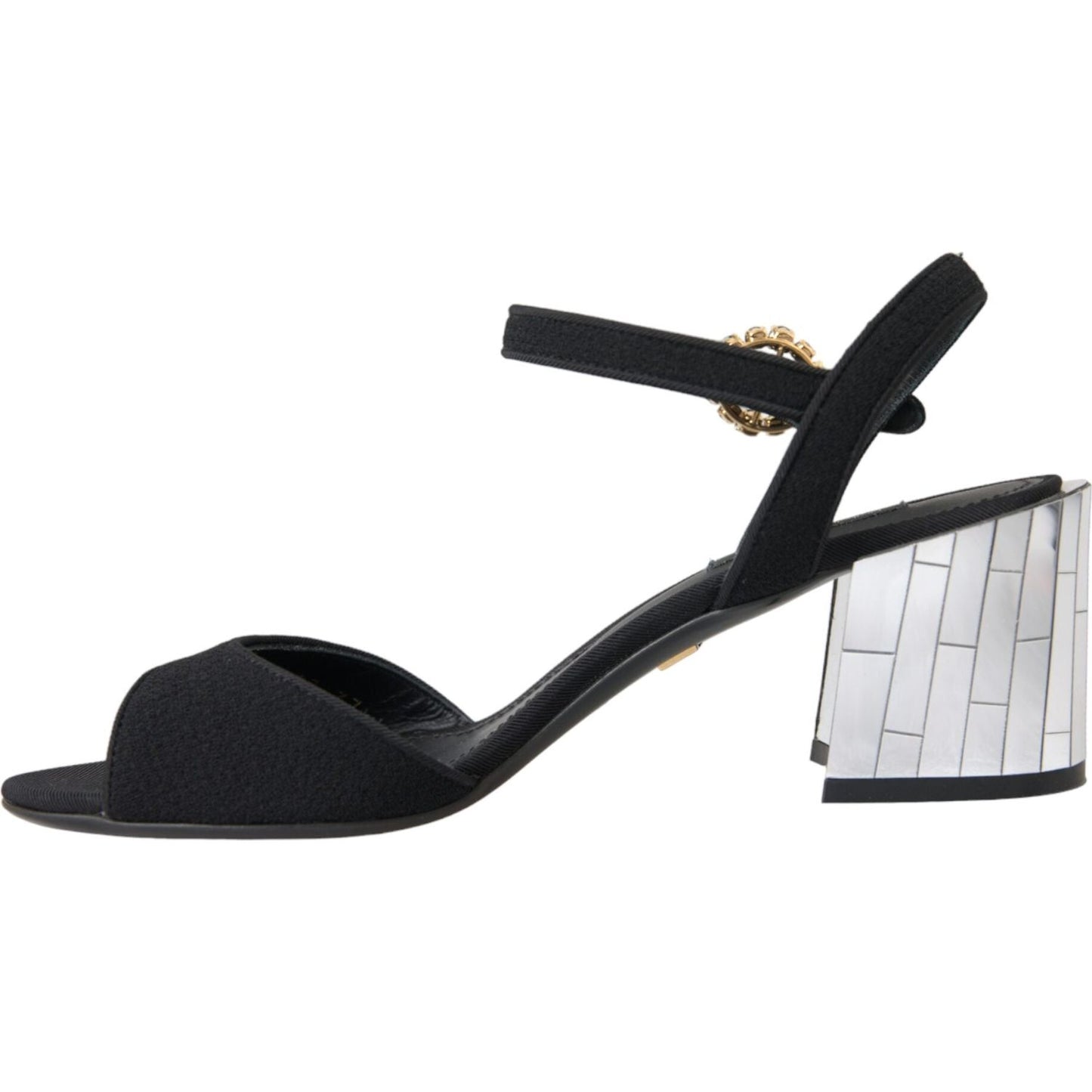 Dolce & Gabbana Black Crystal Ankle Strap Keira Sandal Shoes Dolce & Gabbana Light Gray