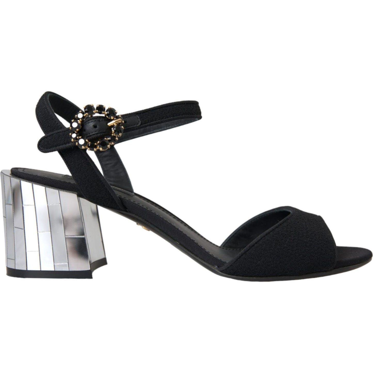 Dolce & Gabbana Black Crystal Ankle Strap Keira Sandal Shoes Dolce & Gabbana Light Gray