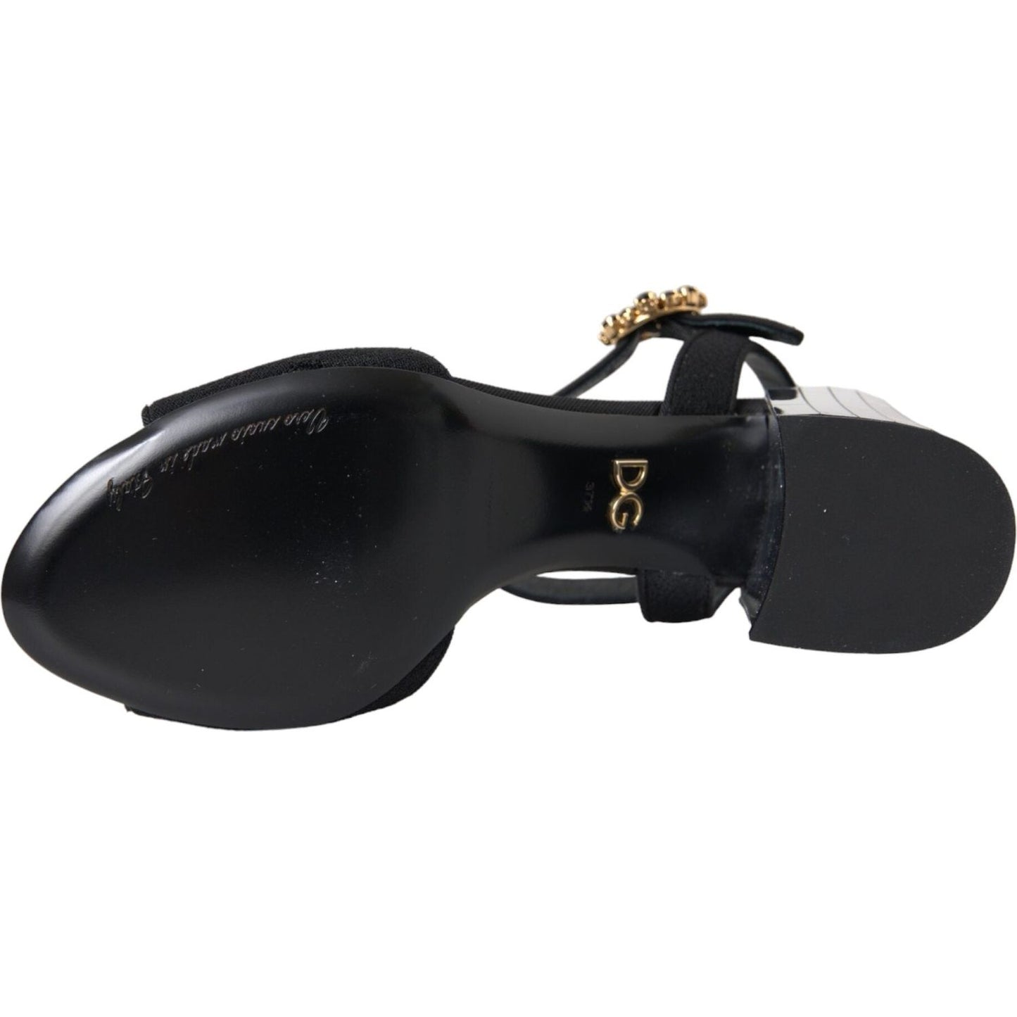 Dolce & Gabbana Black Crystal Ankle Strap Keira Sandal Shoes Dolce & Gabbana Dark Slate Gray
