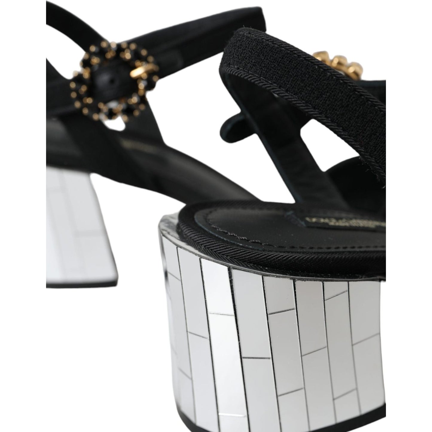 Dolce & Gabbana Black Crystal Ankle Strap Keira Sandal Shoes Dolce & Gabbana Black