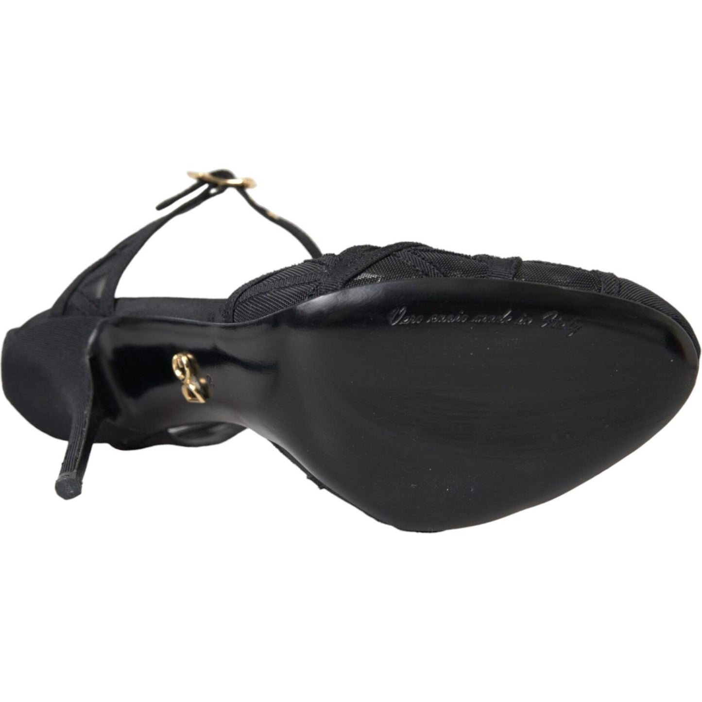 Dolce & Gabbana Black Mesh Ankle Strap Heels Sandals Shoes Dolce & Gabbana Dark Slate Gray