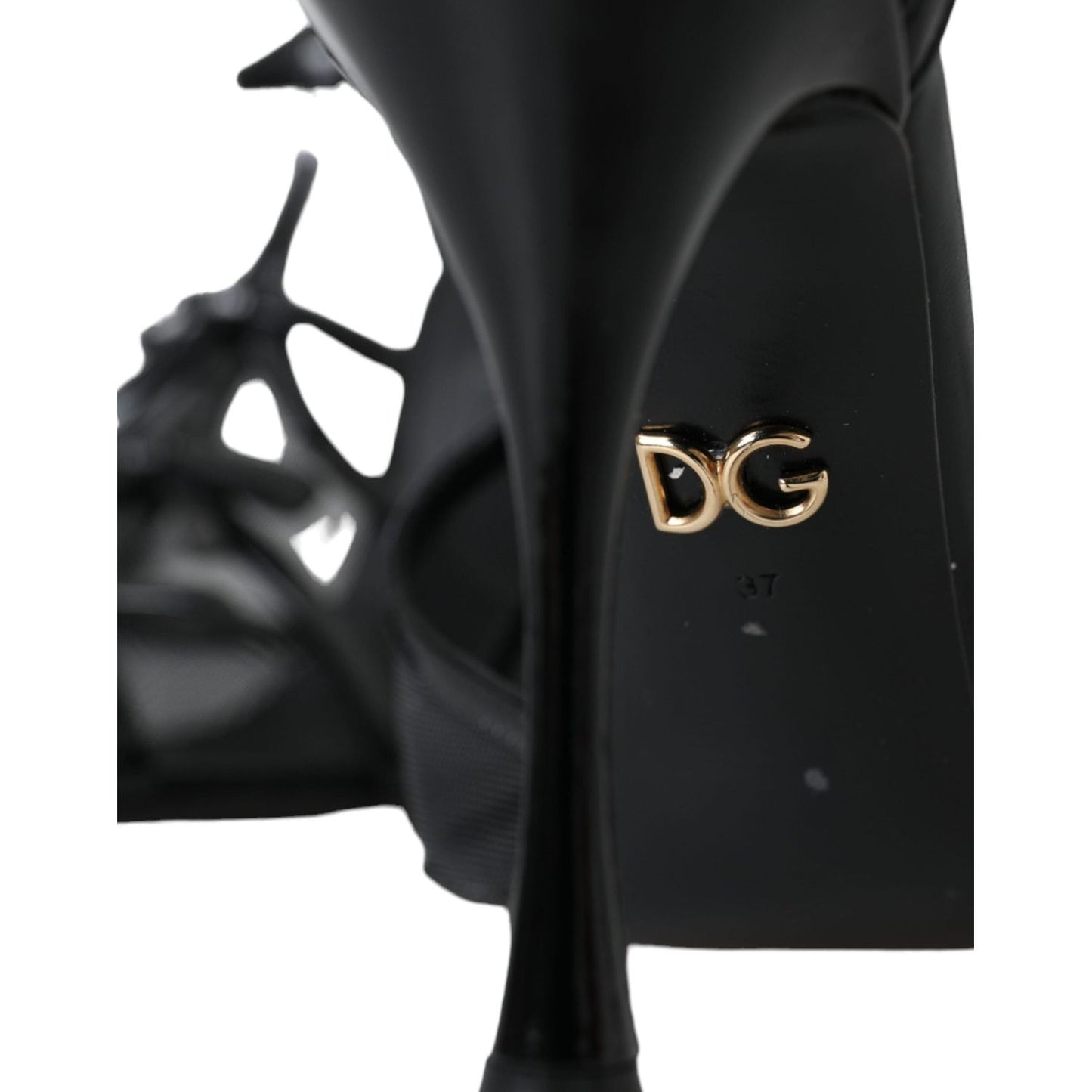 Dolce & Gabbana Black Mesh T-strap Heels Sandals Shoes Dolce & Gabbana Black
