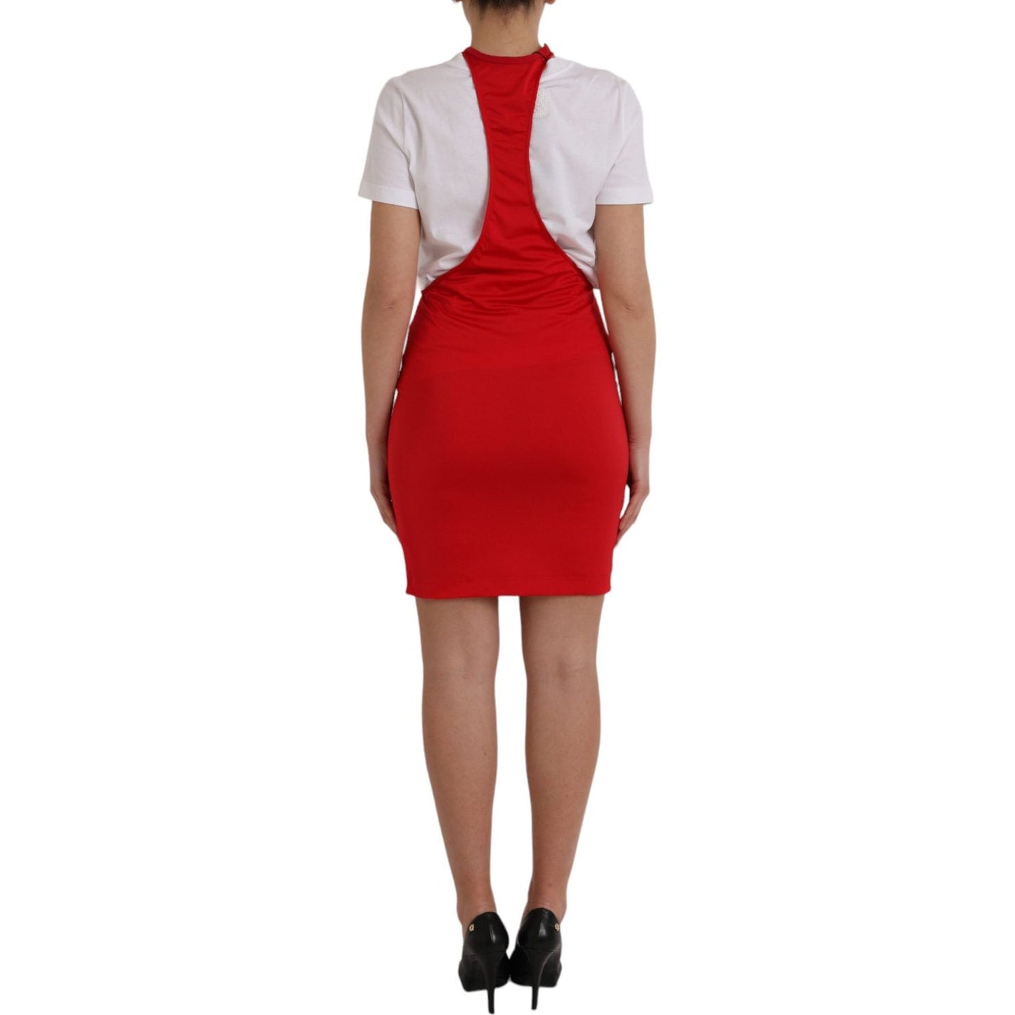 Dolce & Gabbana Red Nylon Stretch Bodycon Sheath Mini Dress Dolce & Gabbana Brown