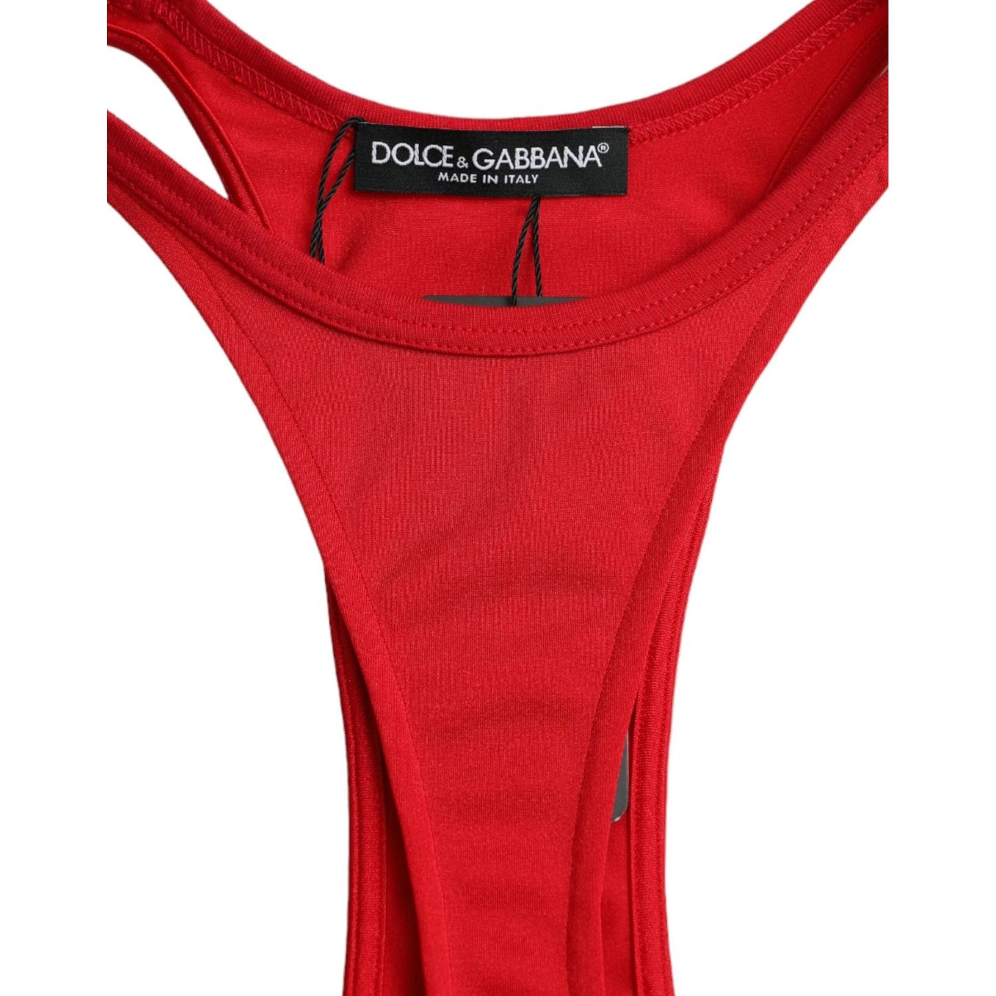Dolce & Gabbana Red Nylon Stretch Bodycon Sheath Mini Dress Dolce & Gabbana Firebrick