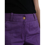 BENCIVENGA Purple Cotton MidWaist Straight Cropped Pants PAN74065-48