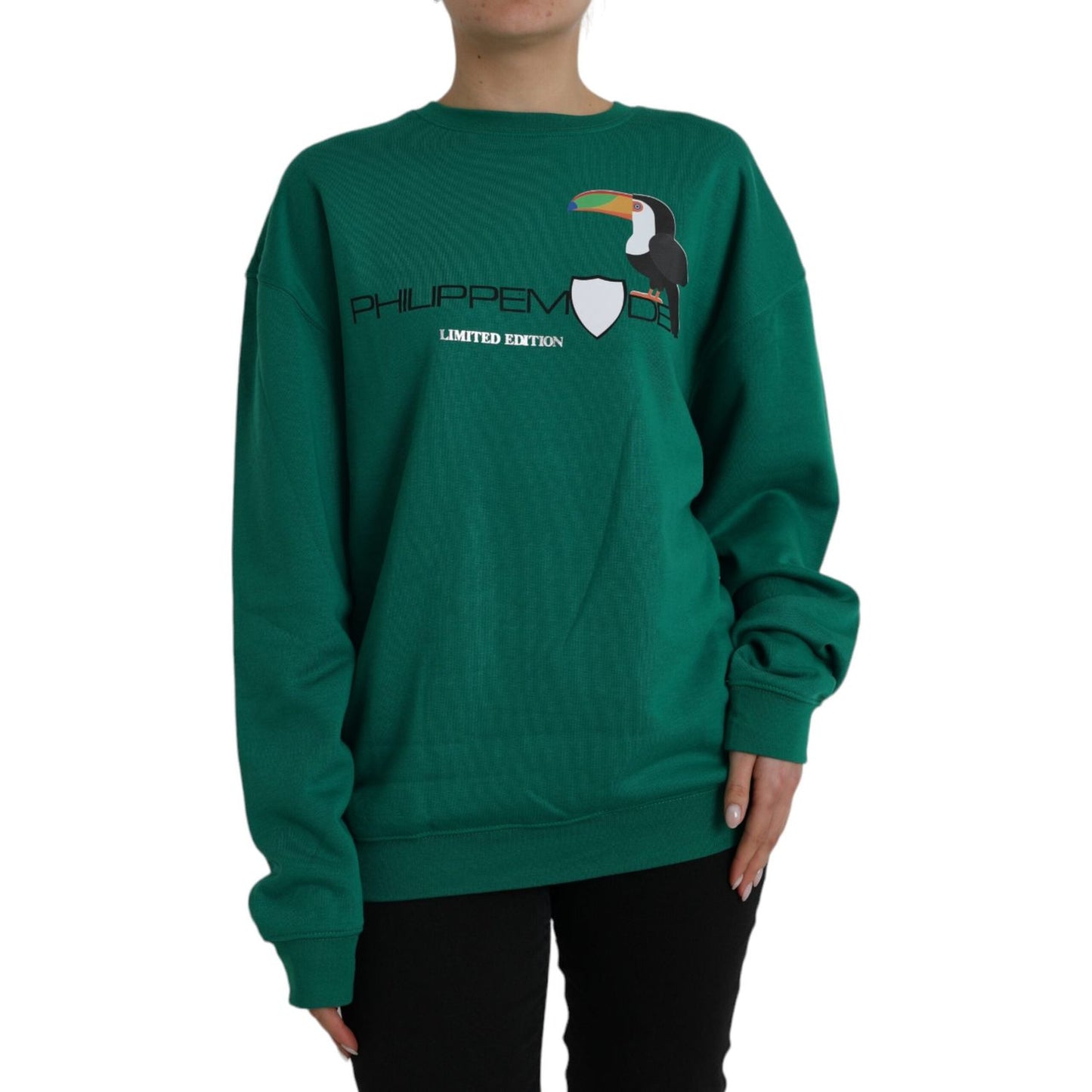 Philippe Model Green Cotton Logo Print Long Sleeves Pullover Sweater Philippe Model Dark Slate Gray