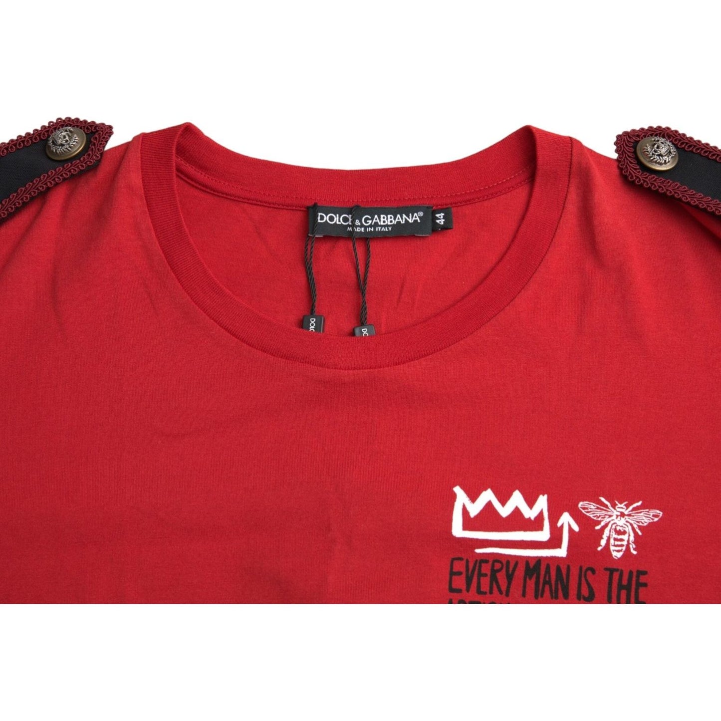 Dolce & Gabbana Red Cotton Graphic Print Crew Neck T-shirt Dolce & Gabbana Firebrick