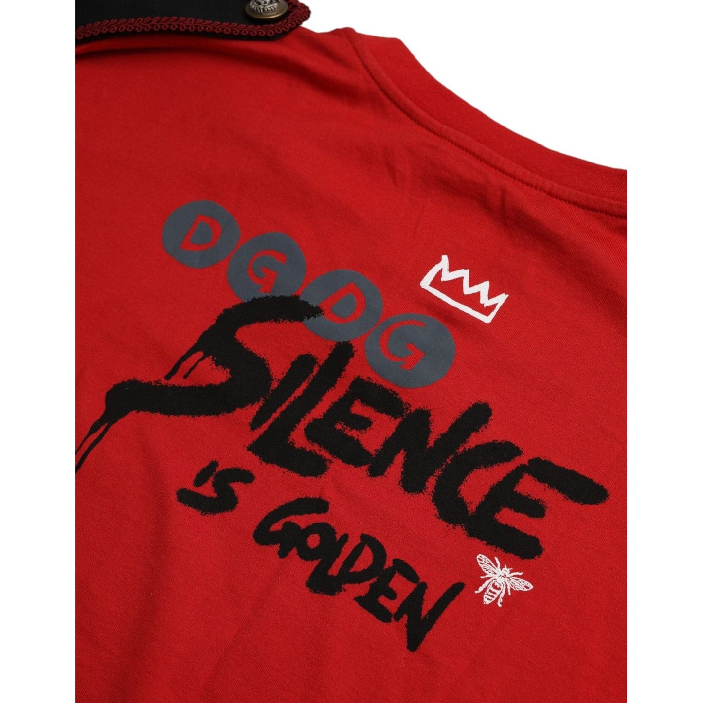 Dolce & Gabbana Red Cotton Graphic Print Crew Neck T-shirt Dolce & Gabbana Firebrick