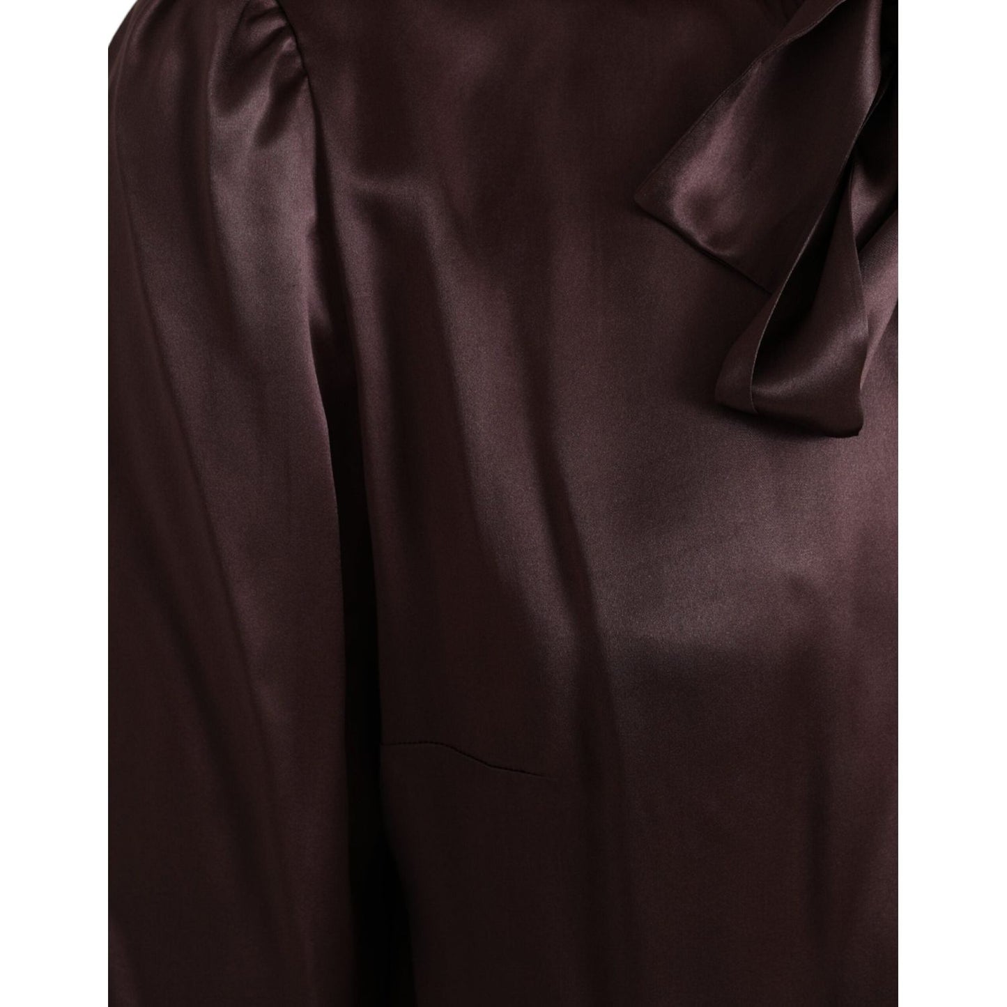 Dolce & Gabbana Brown Ascot Collar Long Sleeve Top Blouse Dolce & Gabbana Black