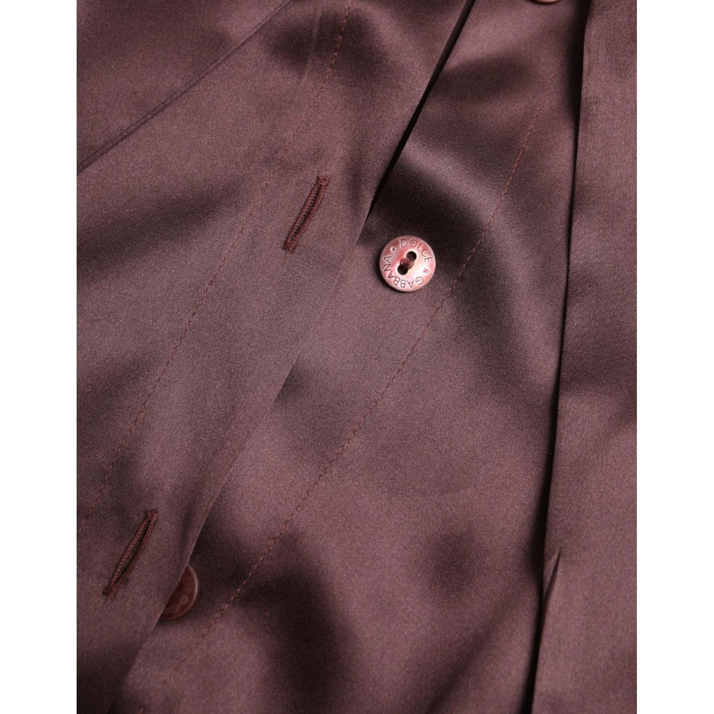 Dolce & Gabbana Brown Ascot Collar Long Sleeve Top Blouse Dolce & Gabbana Dim Gray