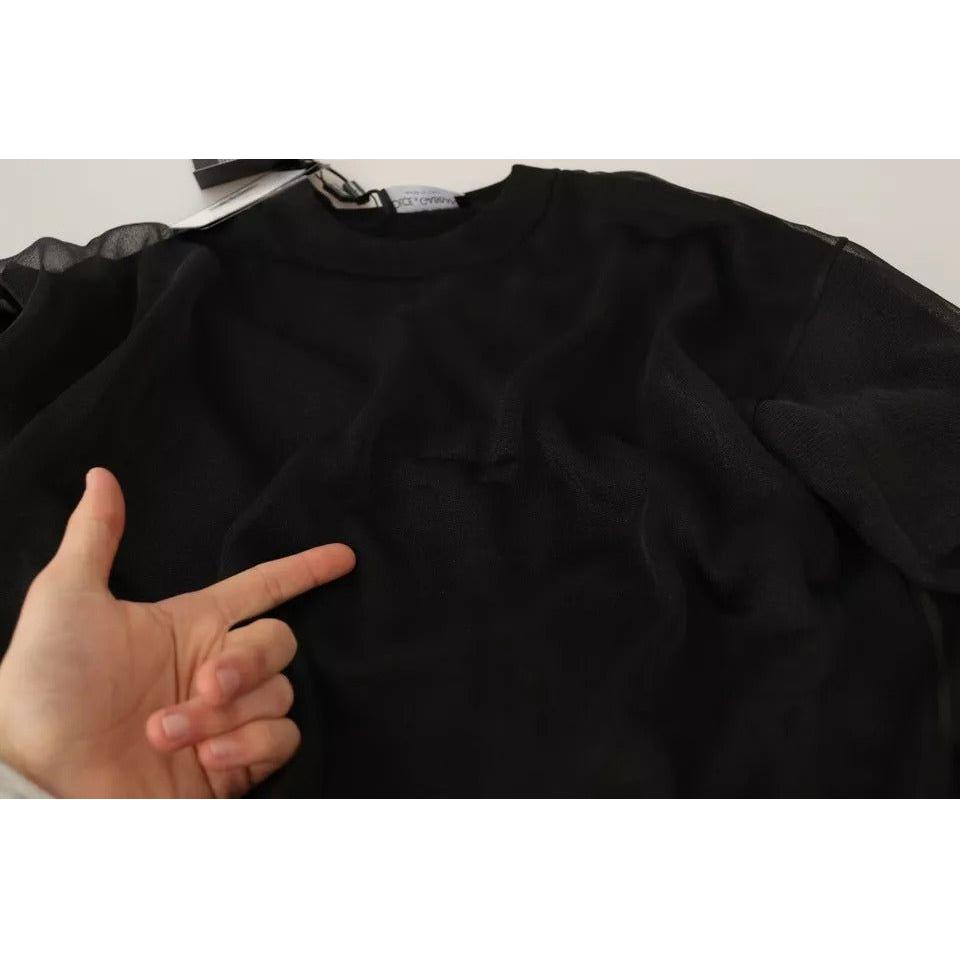 Dolce & Gabbana Black Logo Crewneck Long Sleeve Pullover Sweater Dolce & Gabbana Rosy Brown