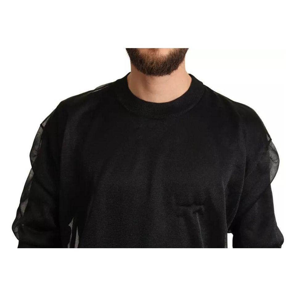 Dolce & Gabbana Black Logo Crewneck Long Sleeve Pullover Sweater Dolce & Gabbana Black