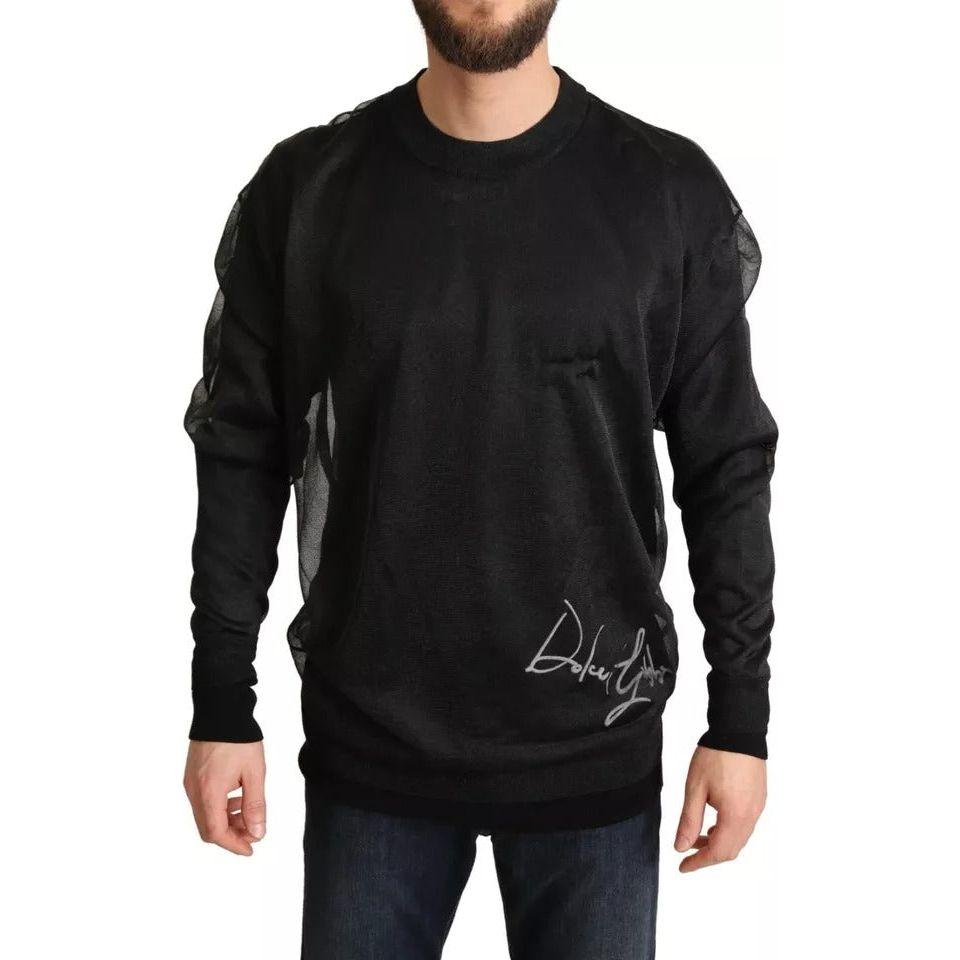 Dolce & Gabbana Black Logo Crewneck Long Sleeve Pullover Sweater Dolce & Gabbana Black