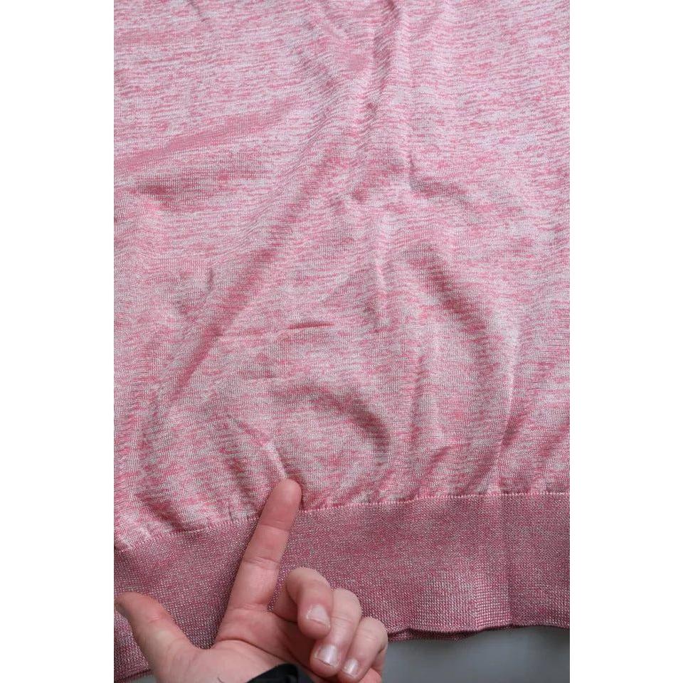 Dolce & Gabbana Pink Polyester Collared Men Pullover Sweater Dolce & Gabbana Rosy Brown