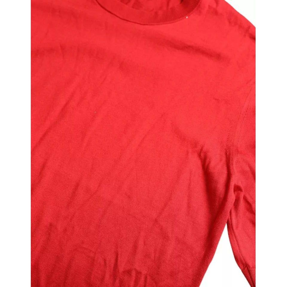 Dolce & Gabbana Red Silk Crewneck Short Sleeve Sweater Dolce & Gabbana Tomato