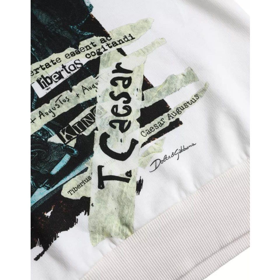 Dolce & Gabbana White Caesar Cotton Hooded Pullover Sweater Dolce & Gabbana Light Gray