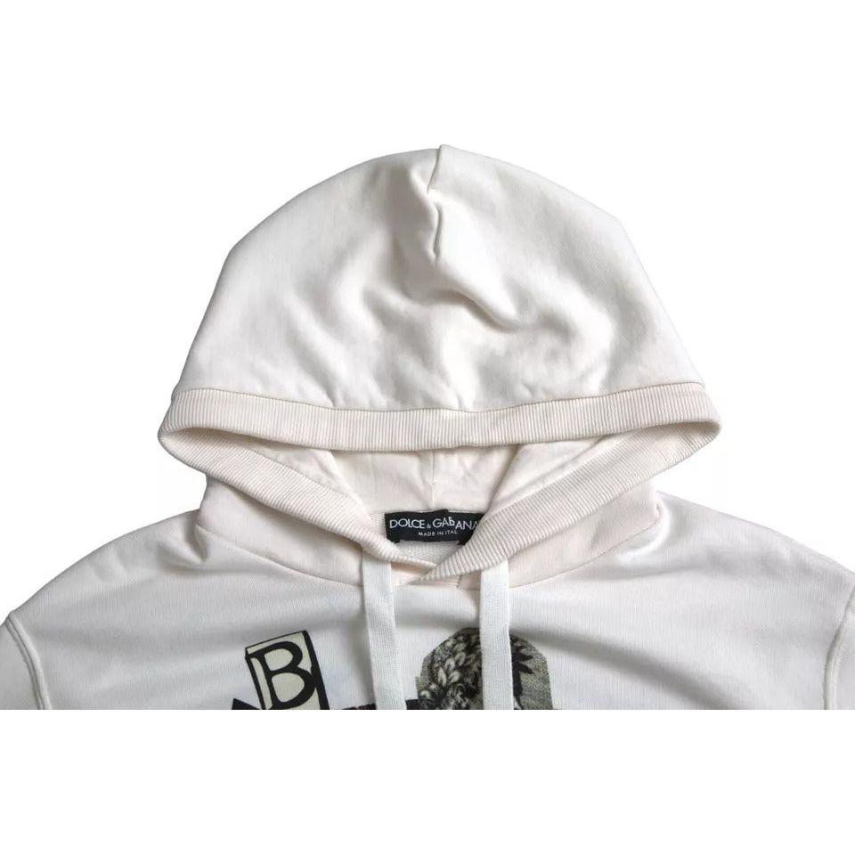 Dolce & Gabbana White Caesar Cotton Hooded Pullover Sweater Dolce & Gabbana Light Gray