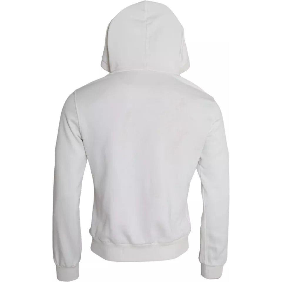 Dolce & Gabbana White Caesar Cotton Hooded Pullover Sweater Dolce & Gabbana Light Gray