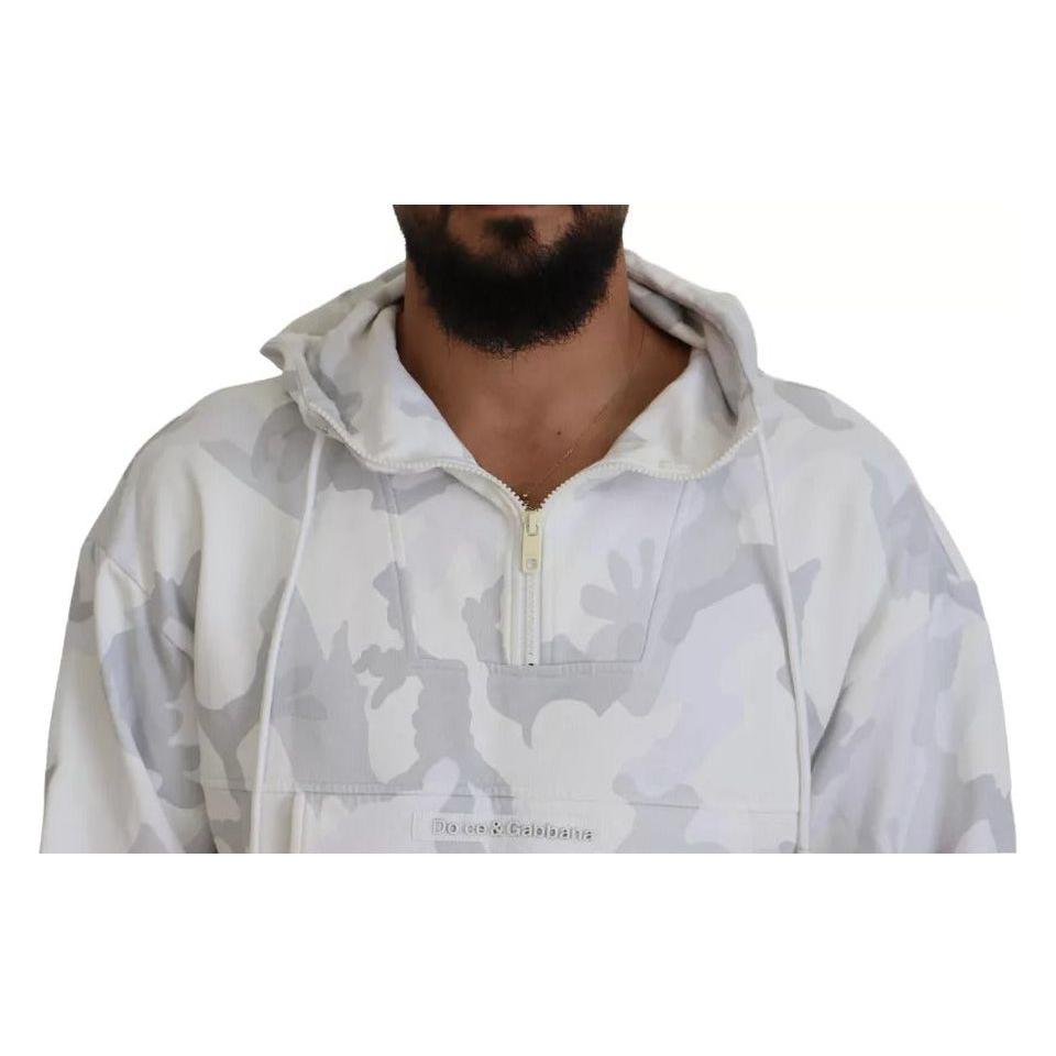 Dolce & Gabbana White Camouflage Hooded Sweatshirt Sweater Dolce & Gabbana Gray